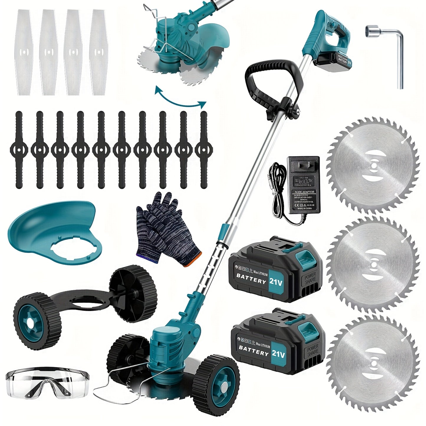 21V Cordless Lawn Mower With Dual Batteries And Blades