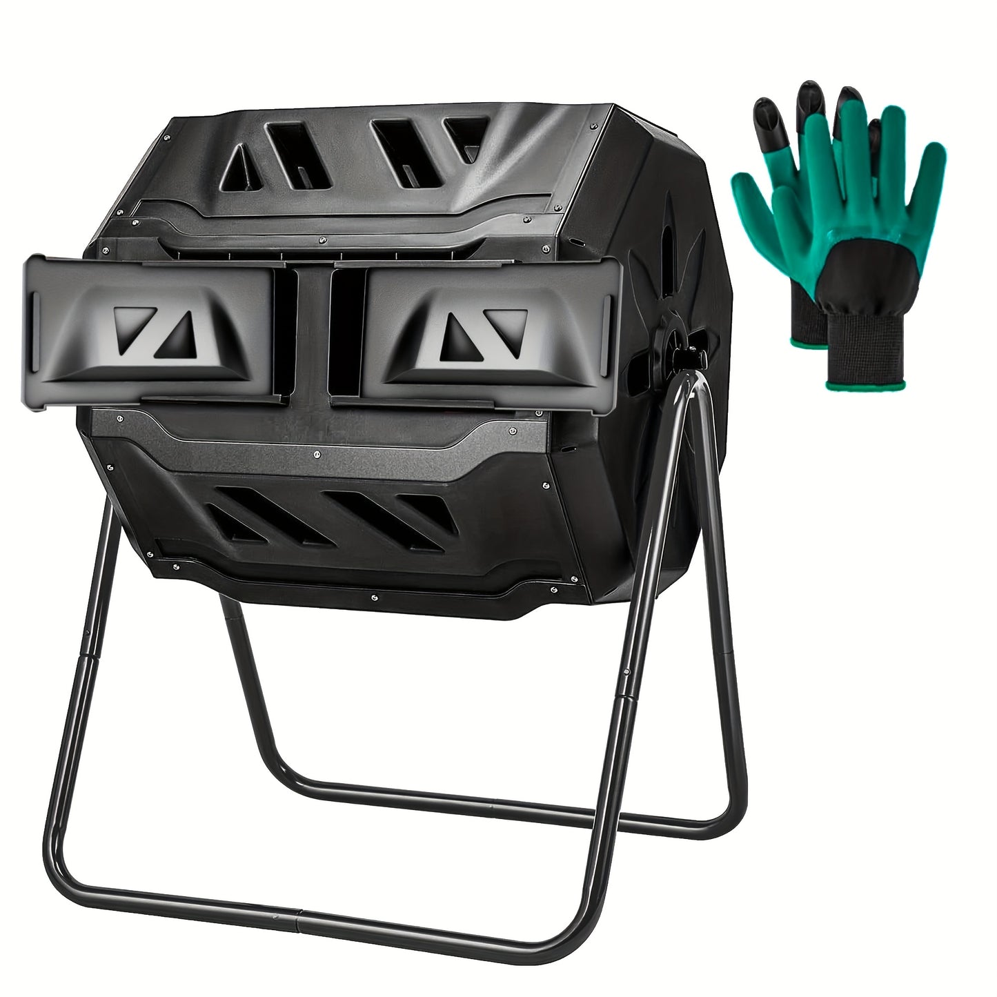 Dual Chamber Tumbling Compost Bin with Sliding Doors - Parry's Picks