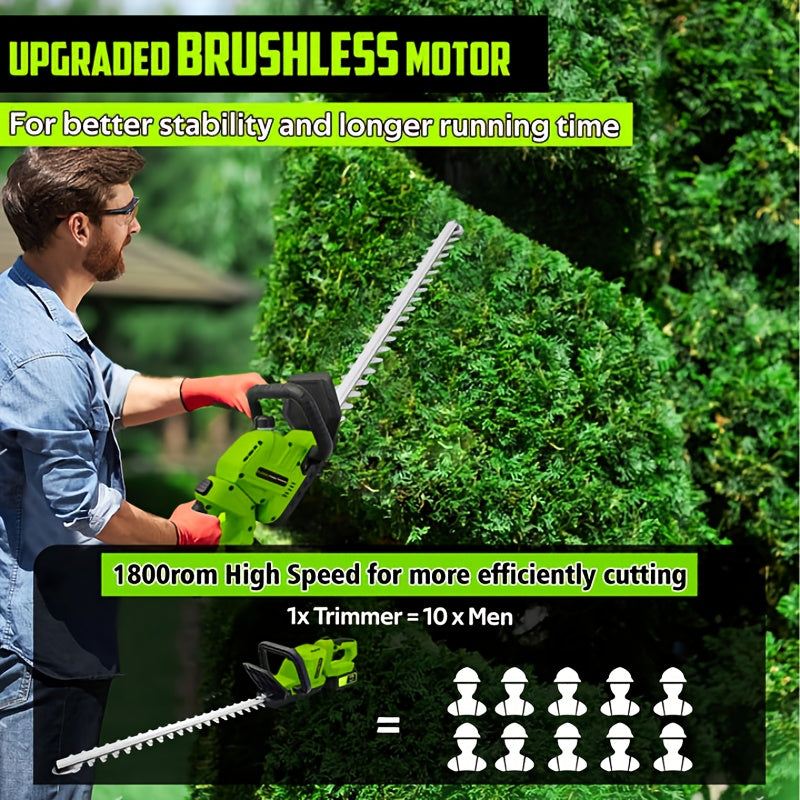 Cordless Hedge Trimmer With Dual Blades And Rechargeable Batteries