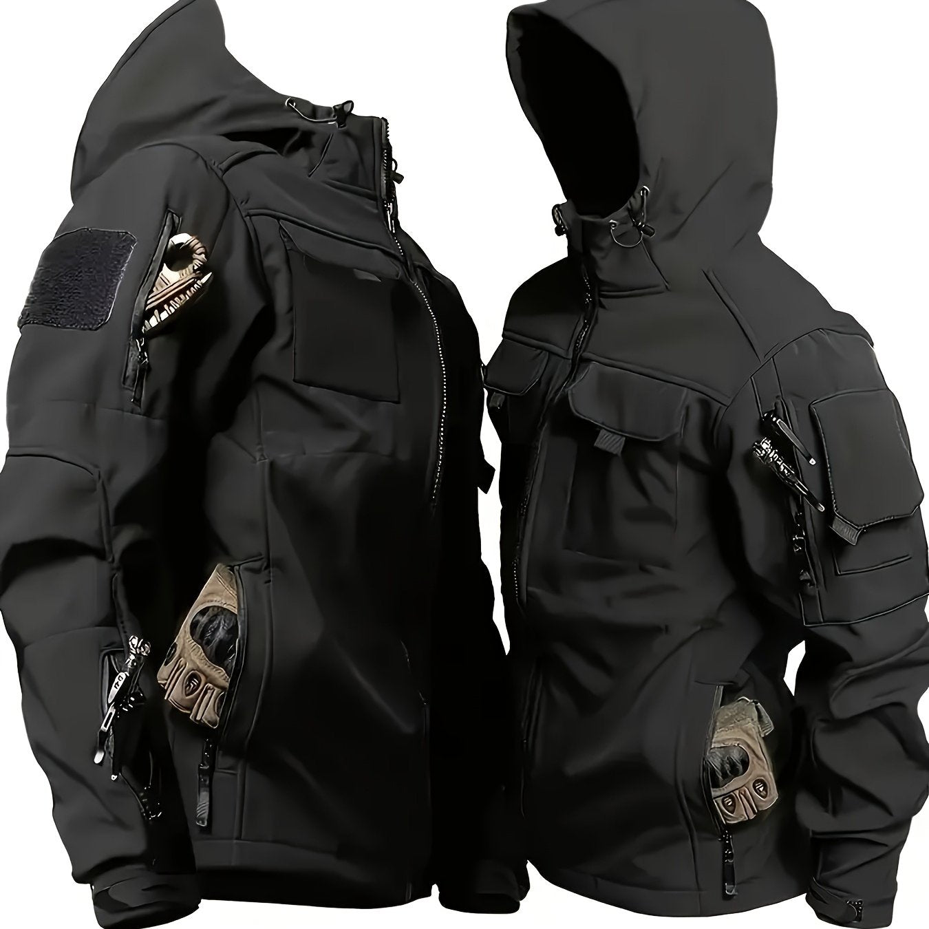 Men's Zippered Hooded Jacket With Pockets For Outdoor
