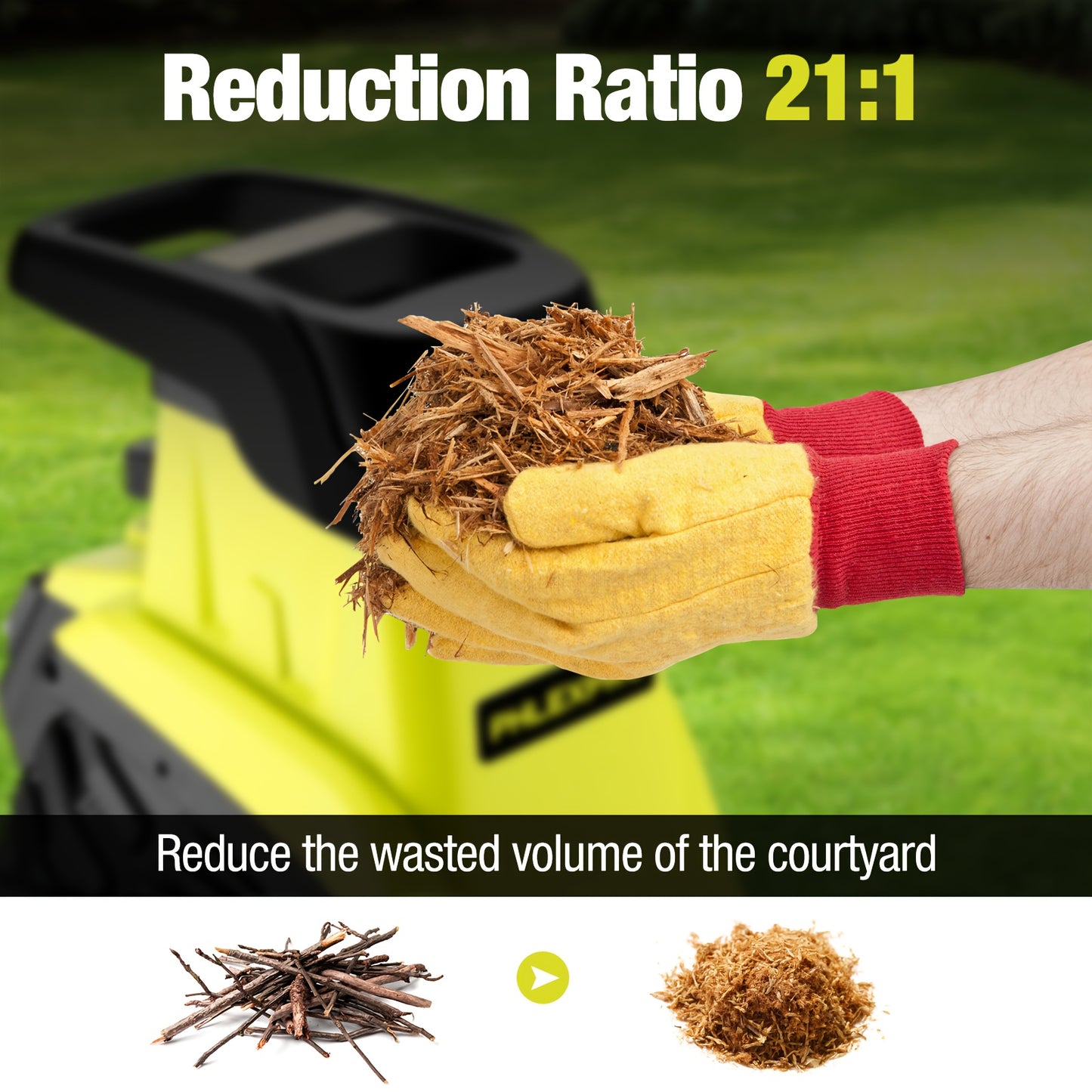 Electric Wood Chipper Shredder 15 Amp With Collecting Bin