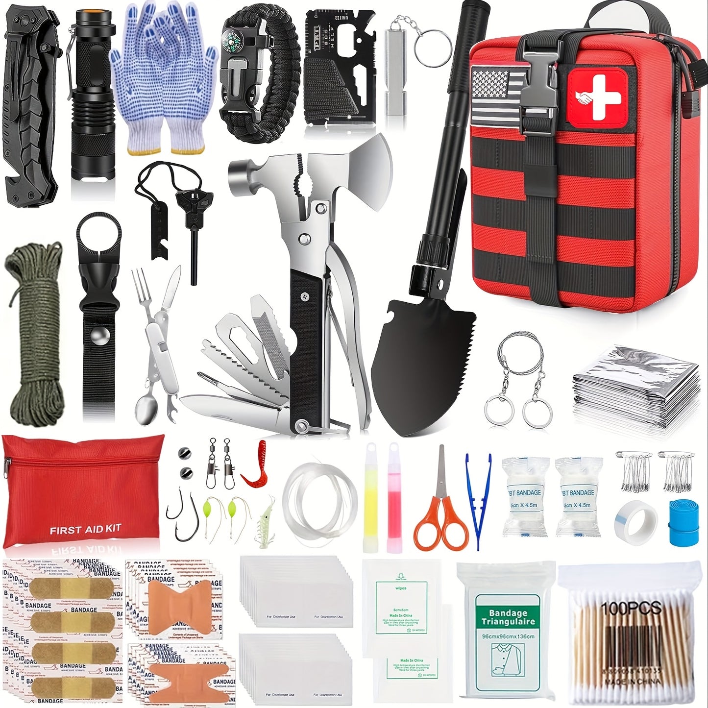 Survival Kit Bag with Shovel and Multi Function Axe - Parry's Picks