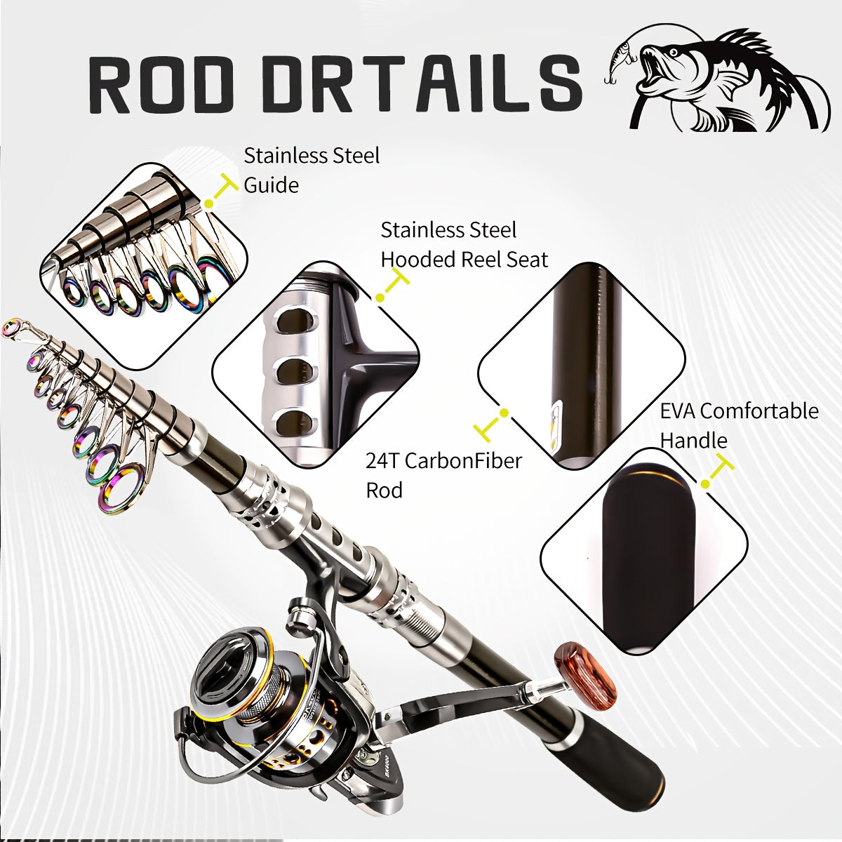 Fishing Kit Beginners Carbon Fiber Telescopic Rod And Reel