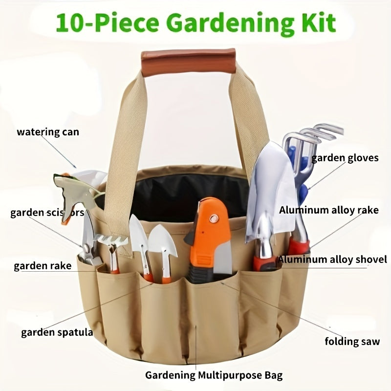 Essential Garden Tool Set with Ergonomic Handles and Storage Apron
