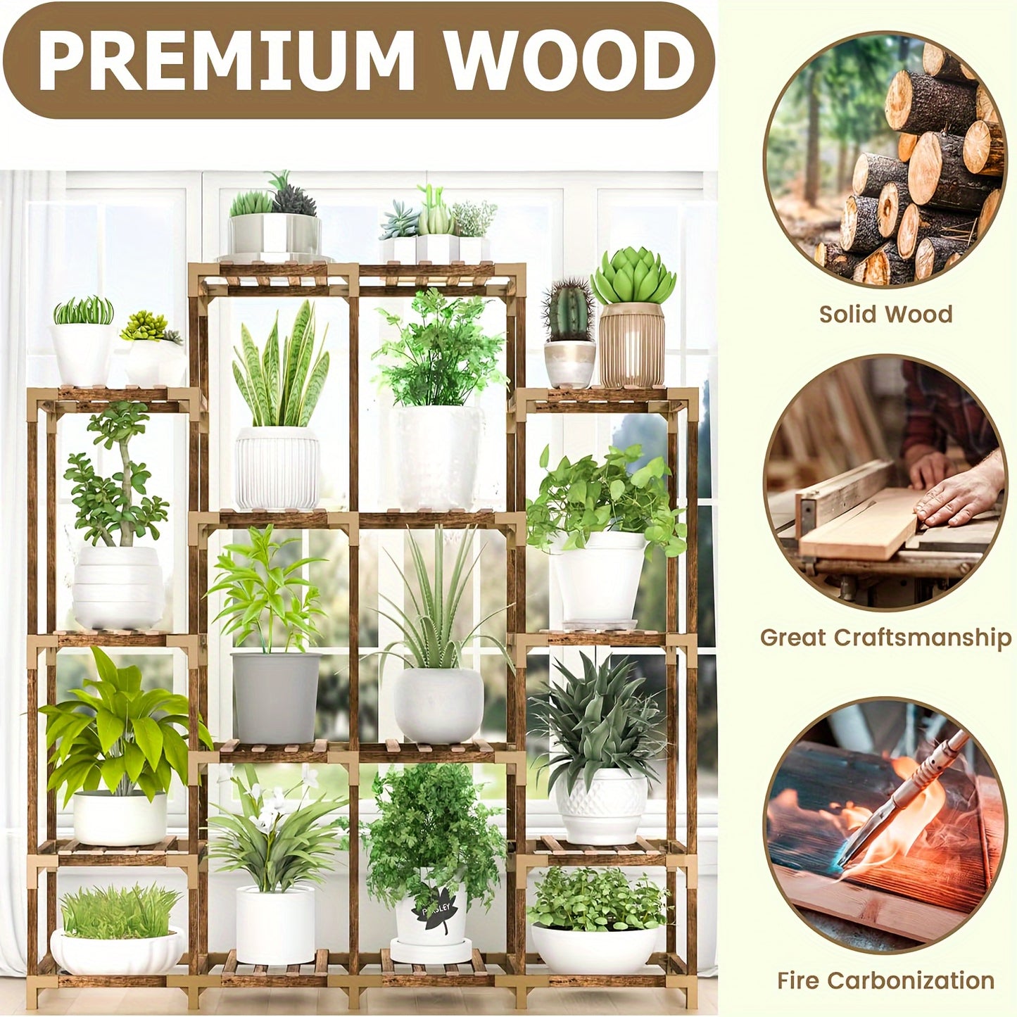 Boho Chic Wooden Plant Stand For Indoor And Outdoor Use - Parry's Picks