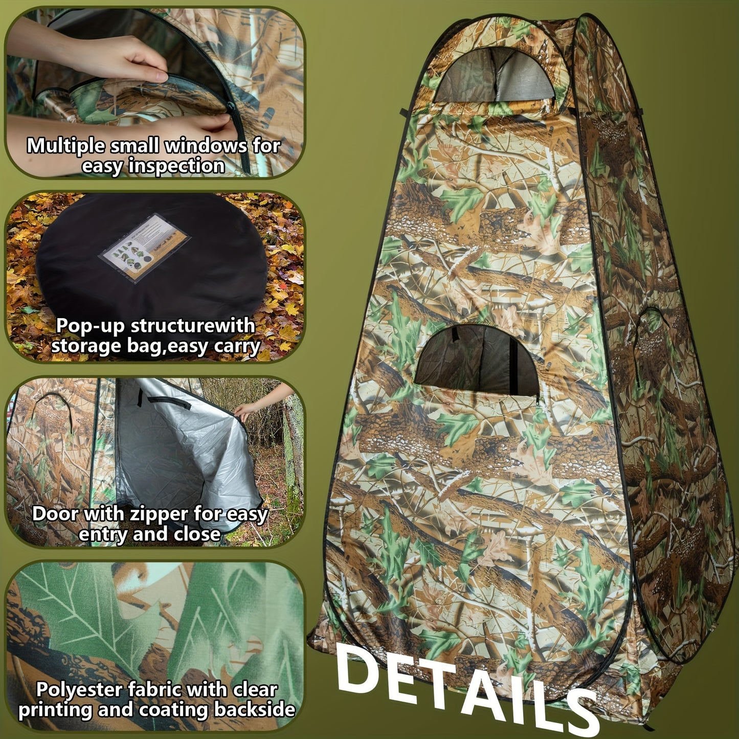 Portable Camouflage Ground Blind Tent For Outdoor Hunting
