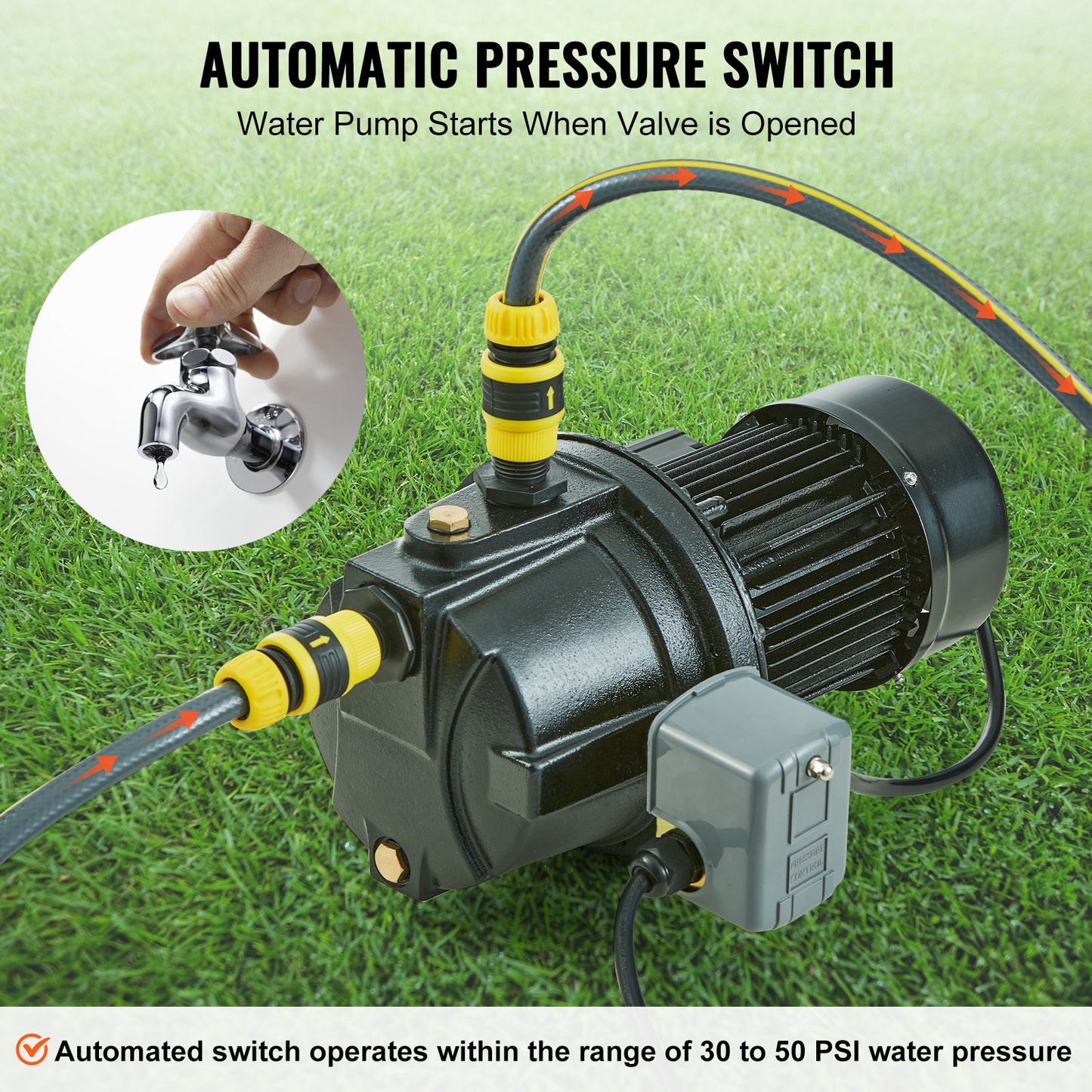 VEVOR Premium Cast Iron Shallow Well Jet Pump Irrigation