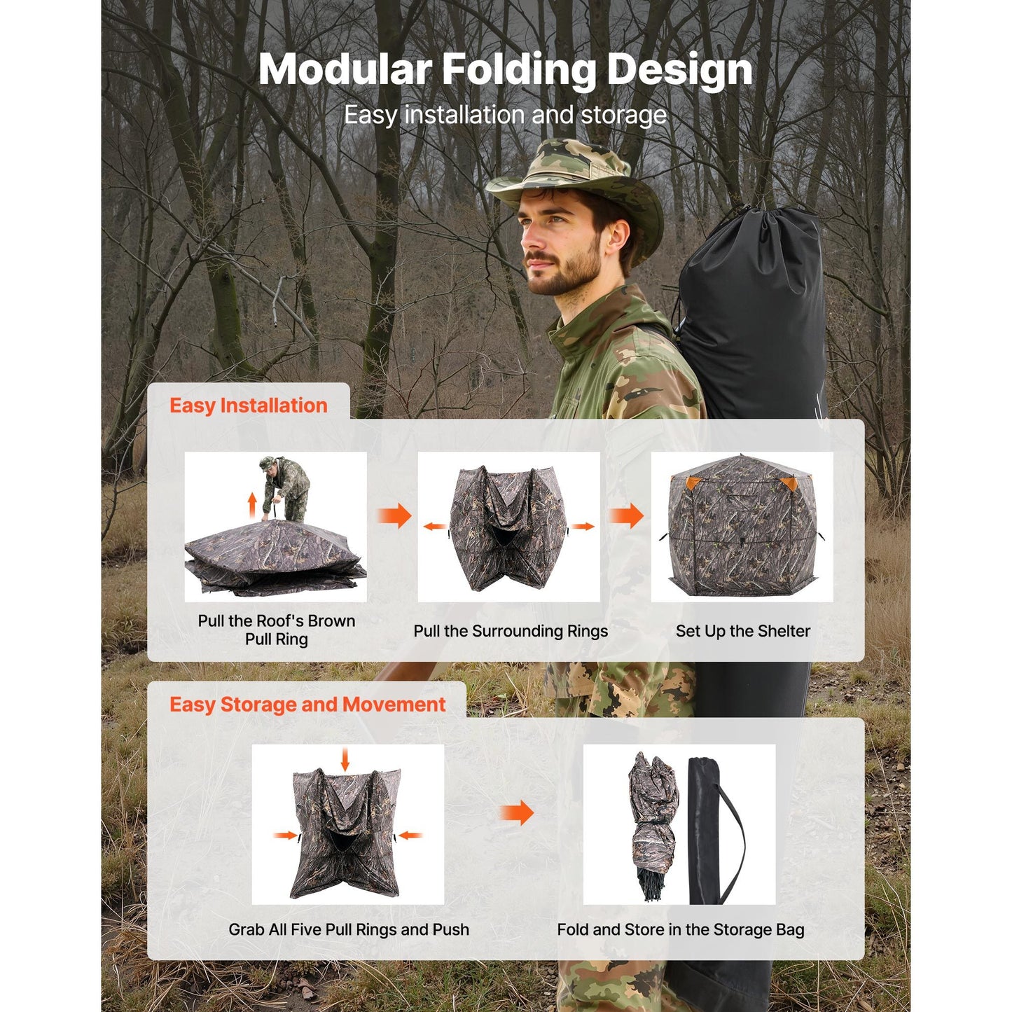 VEVOR See Through Ground Hunting Blind Portable Silent Bag