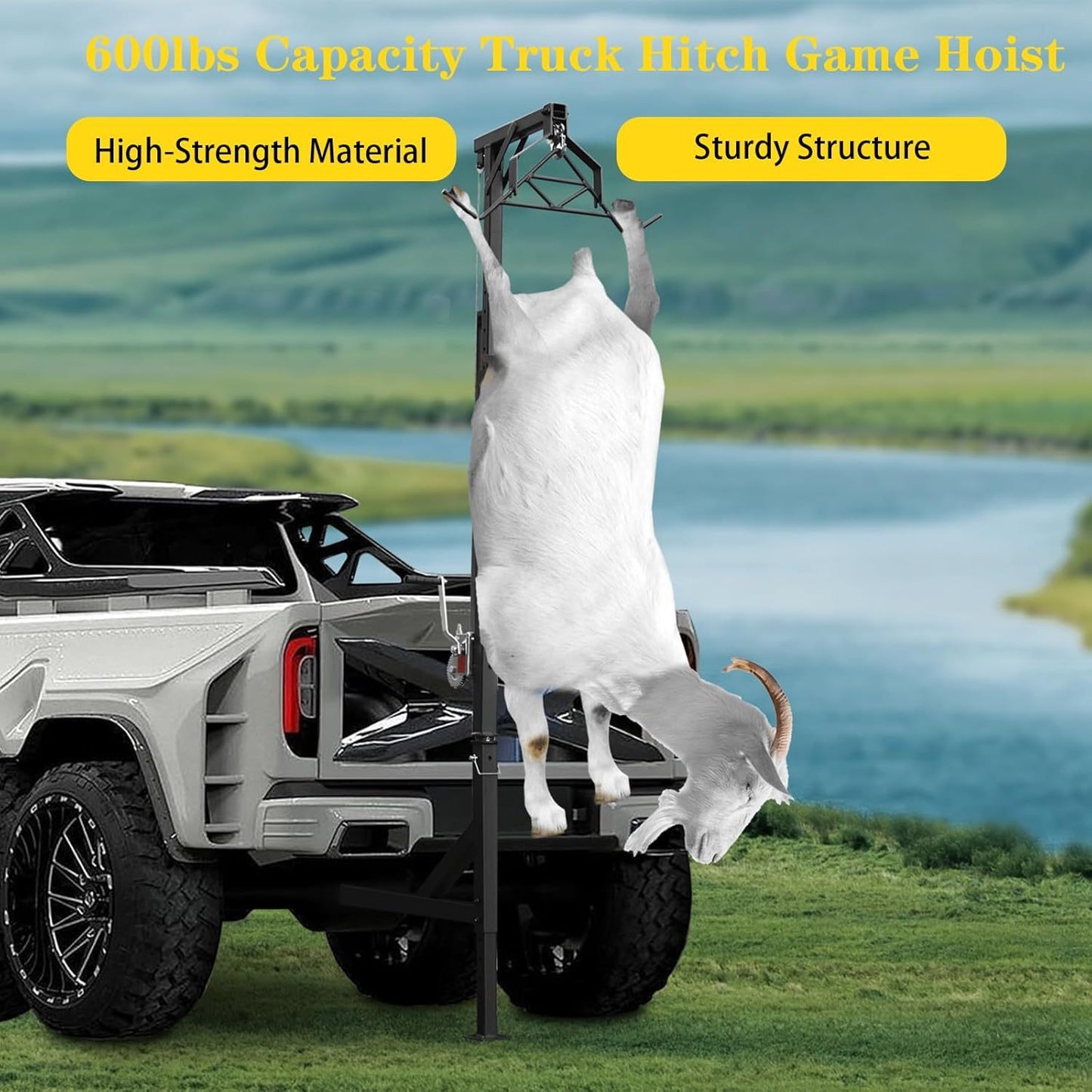 OUKANING Hitch Mounted Deer Hoist with Winch and Gambrel Set - Parry's Picks