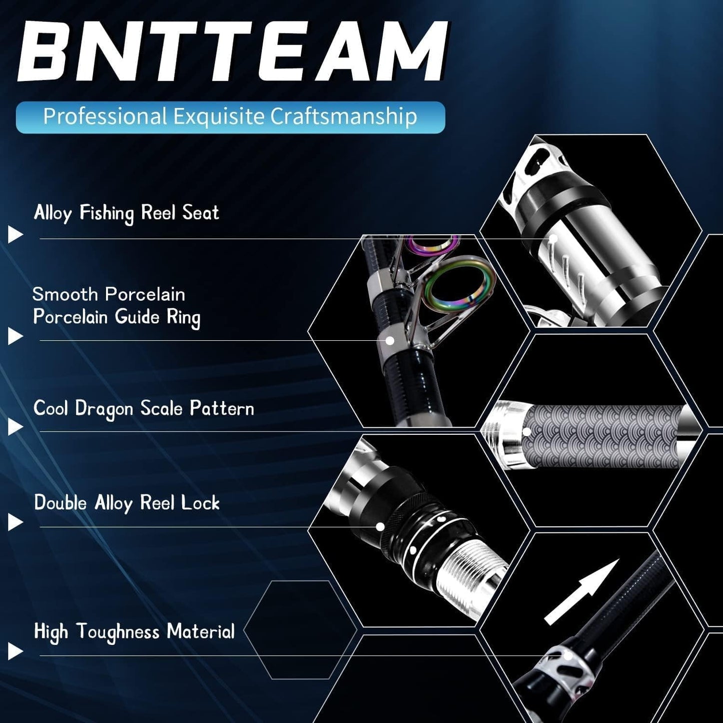 BNTTEAM Carbon Fiber Spinning Rod And Reel Travel Combo
