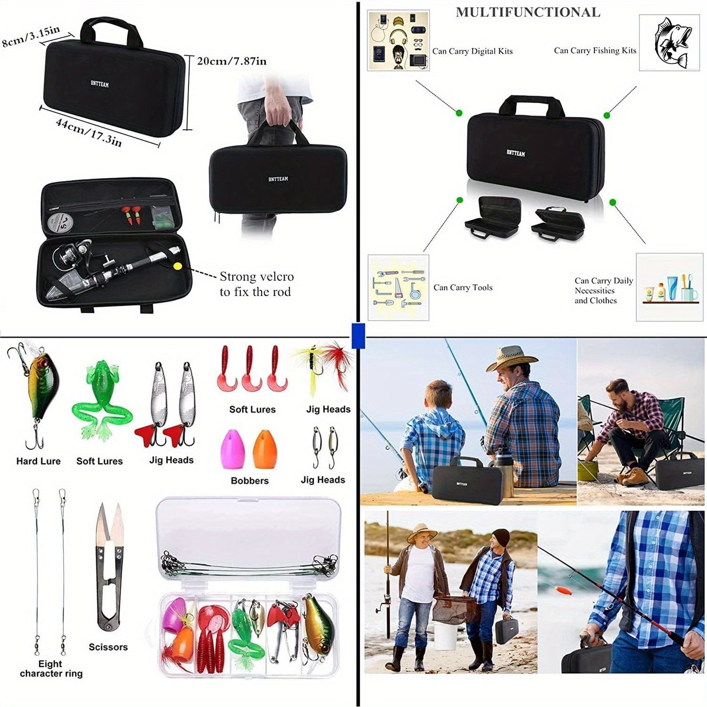 BNTTEAM Carbon Fiber Spinning Rod And Reel Travel Combo