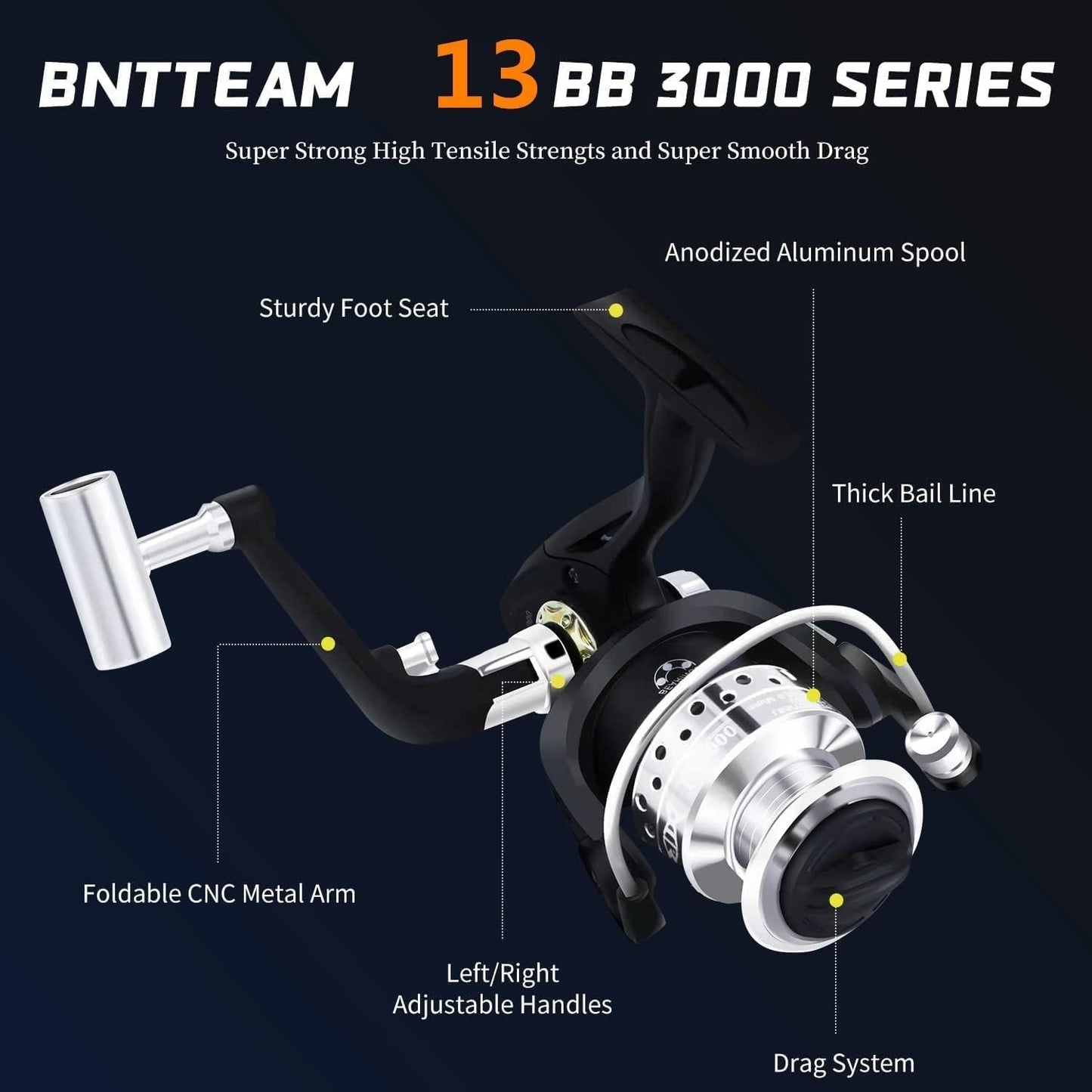 BNTTEAM Carbon Fiber Spinning Rod And Reel Travel Combo