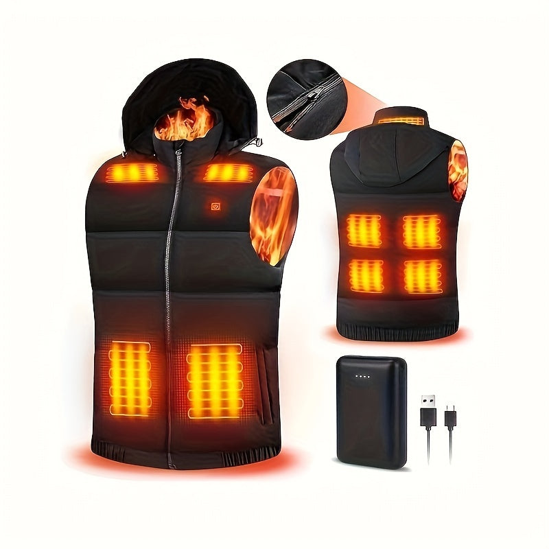 Lightweight Heated Vest with Battery Pack, Nylon Knit, Ideal for Winter Outdoor Hunting and Skiing - Black