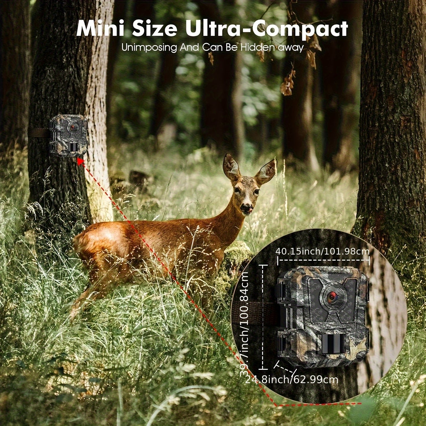 Mini Trail Camera 4K 36MP Night Vision Motion Activated