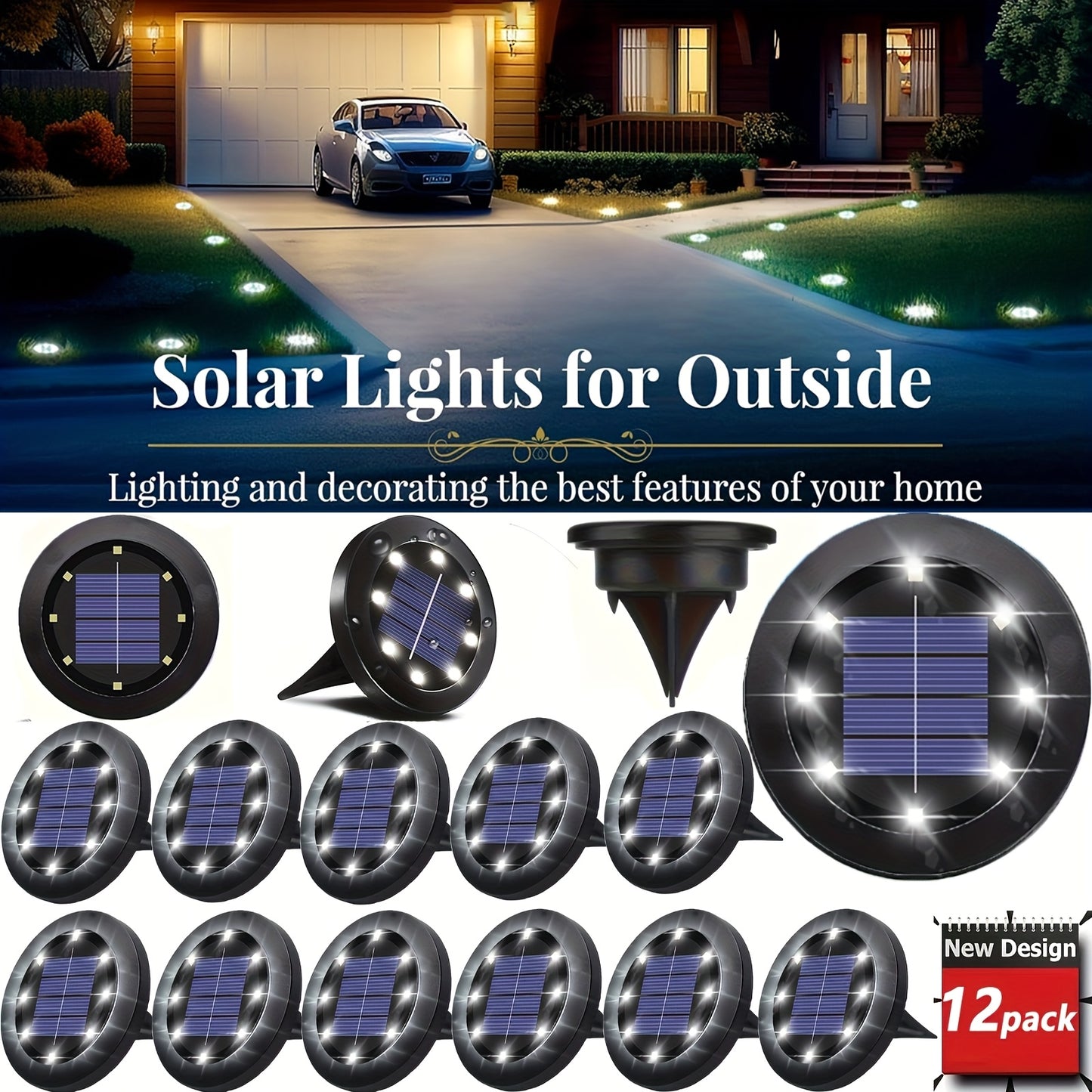 Solar Ground Lights Garden Pathway Outdoor Landscape Lights