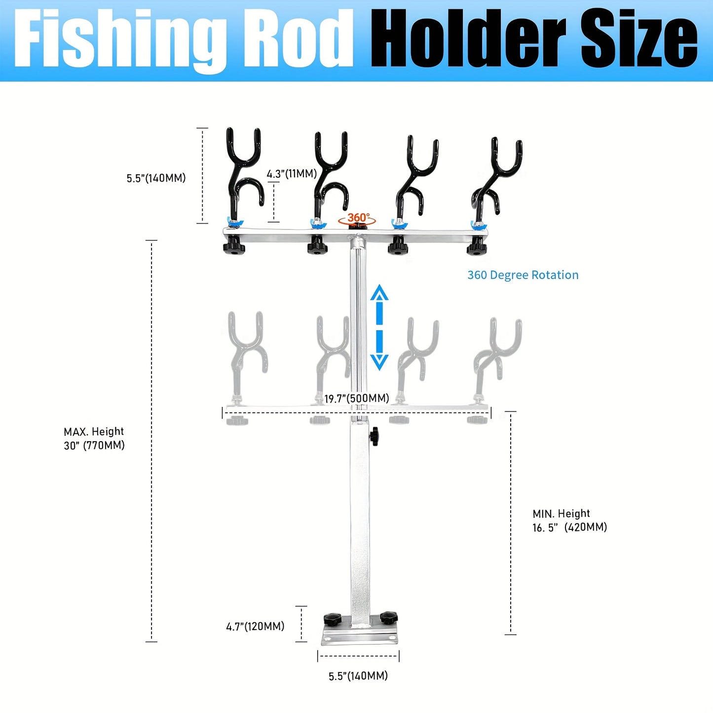 MBBTUL 360 Rotating Height Adjustable Fishing Rod Holder