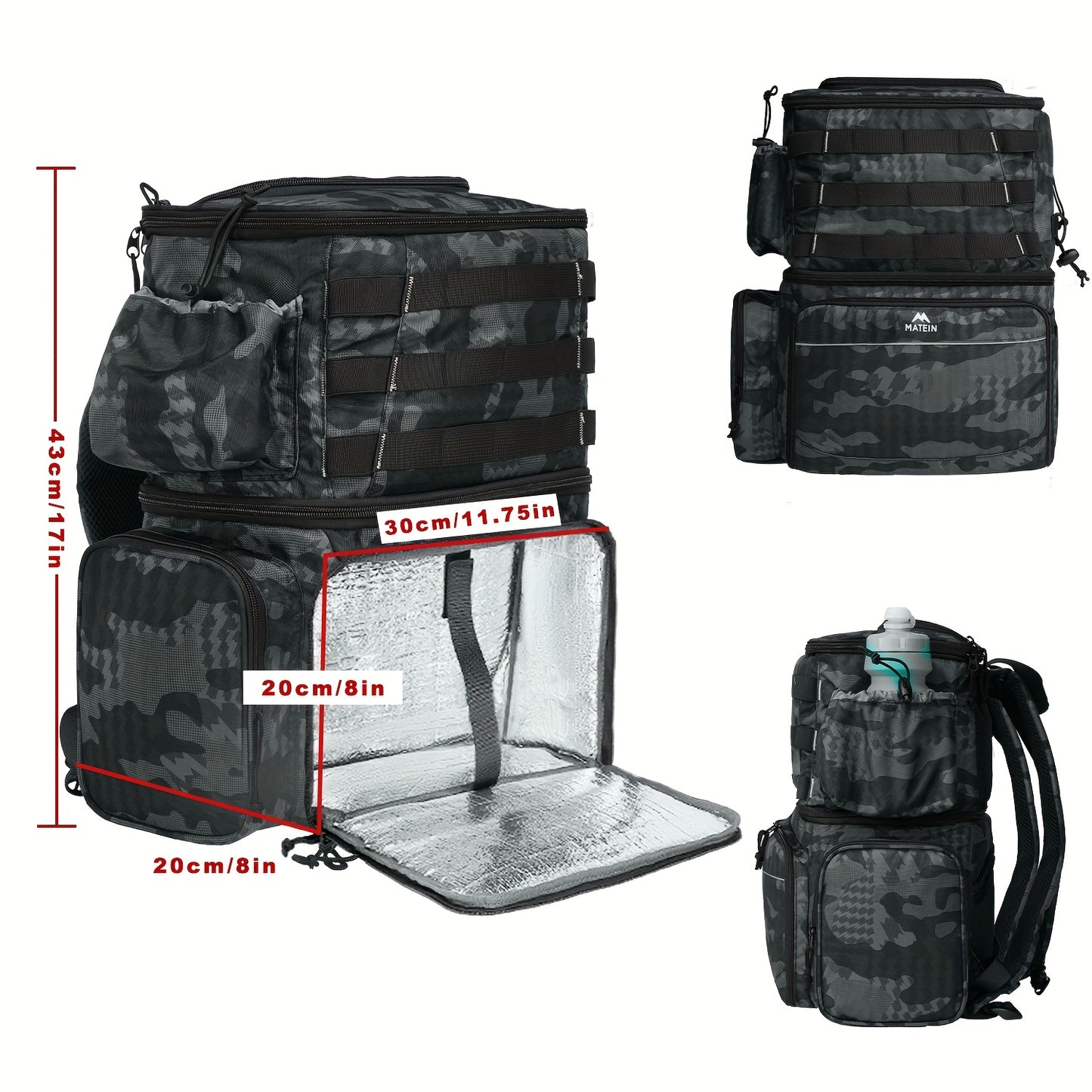 Fishing Tackle Backpack With Cooler Rod Holder Large Storage