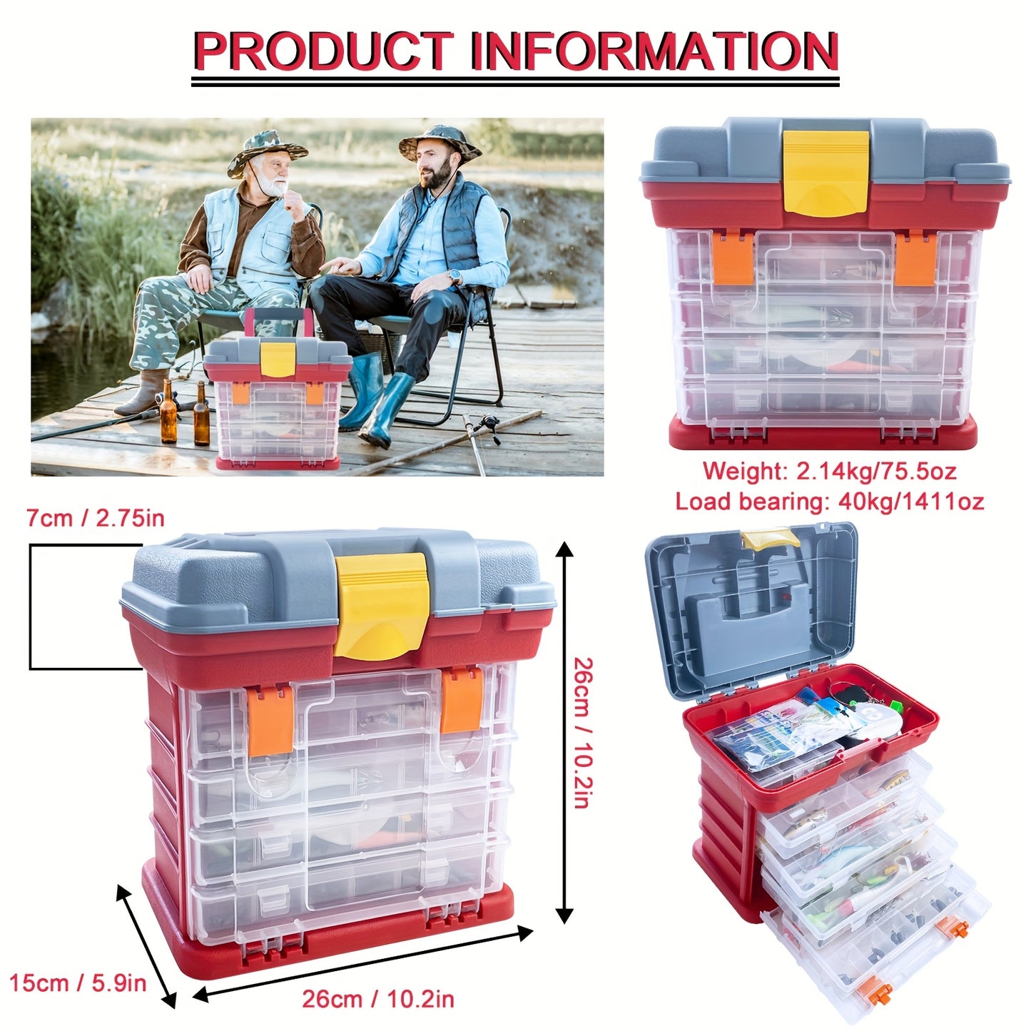 353Pcs Fishing Tackle Box Kit With Lures Freshwater