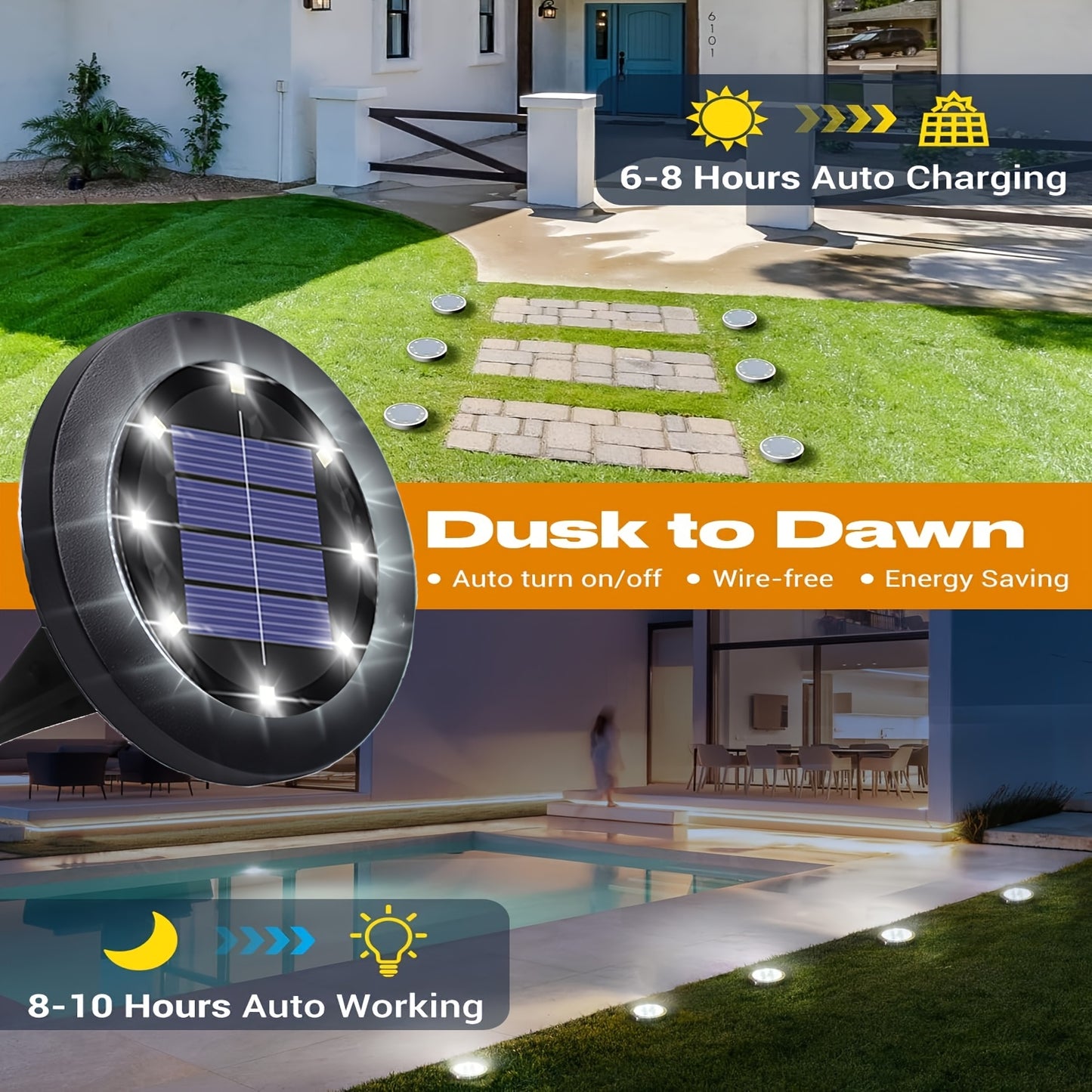 Solar Ground Lights Garden Pathway Outdoor Landscape Lights