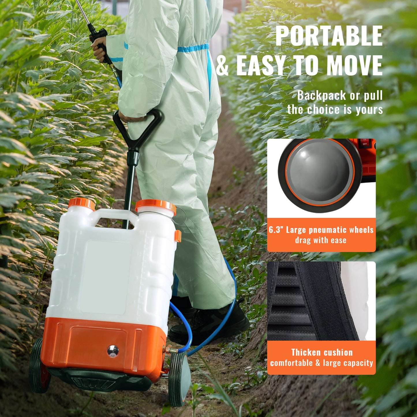 VEVOR Battery Powered Backpack Sprayer With Cart 4 Gallon