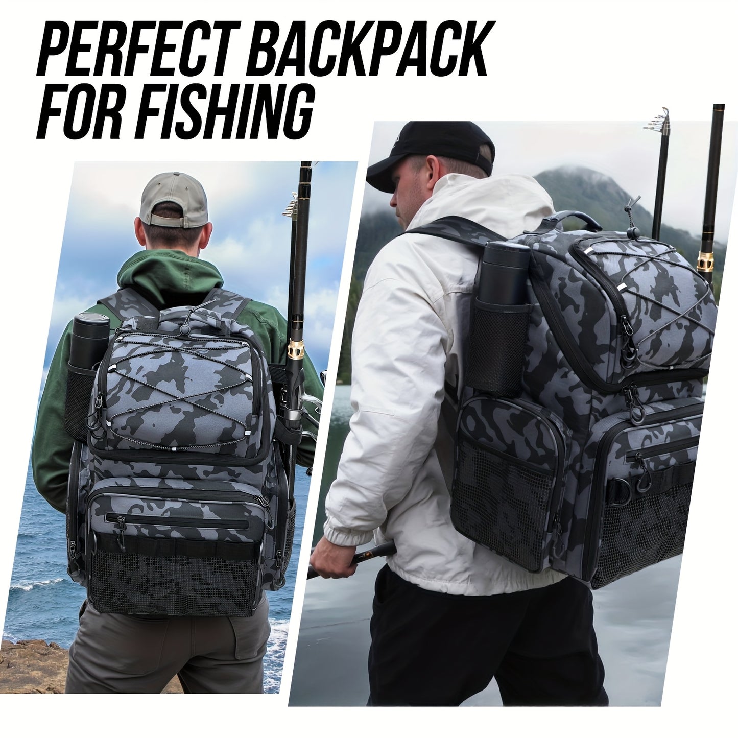 Fishing Backpack With Cooler Rod Holders And Tackle Boxes