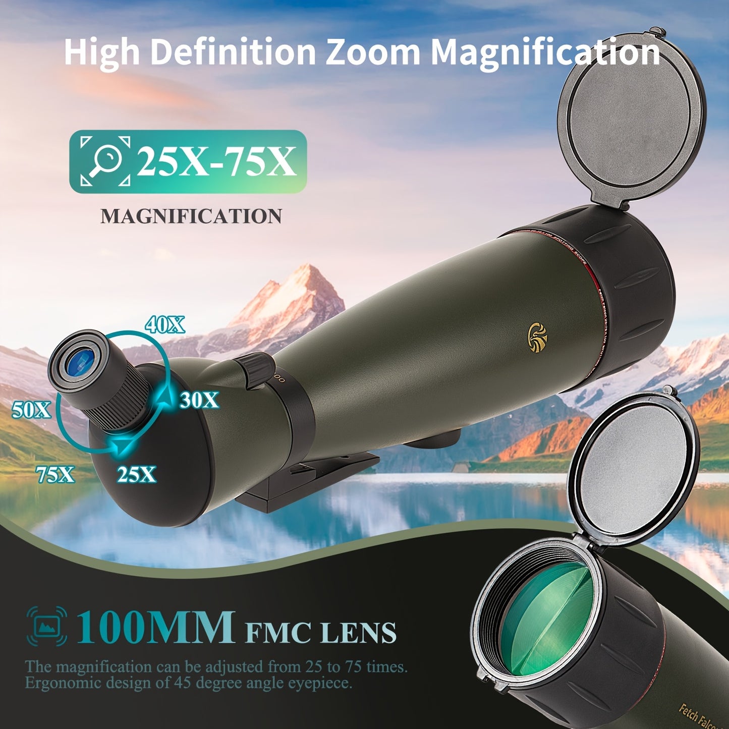 Fetch Falcon Spotting Scope Long Range With Tripod Kit