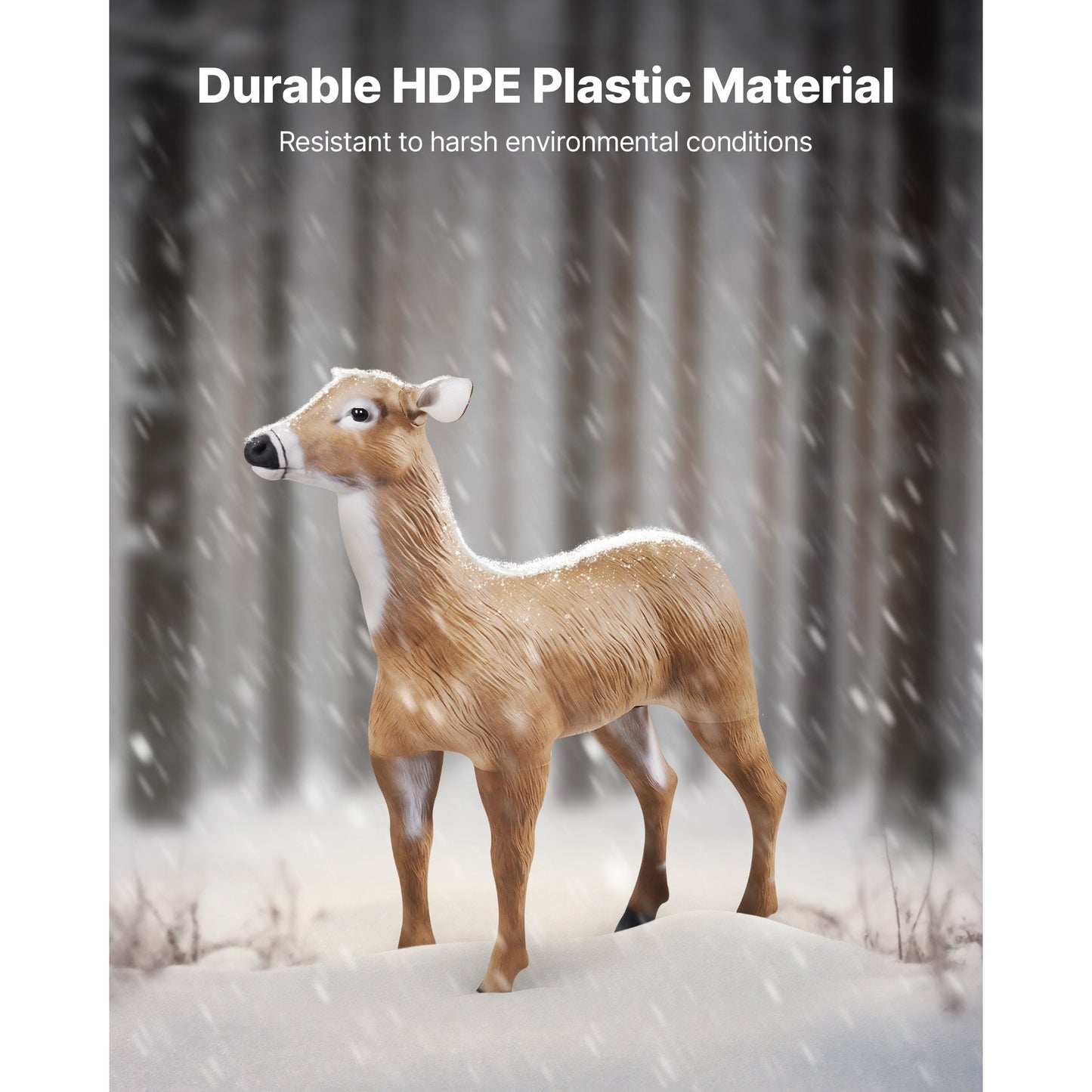 VEVOR Deer Decoy Outdoor Realistic Durable Doe Decoys for Hunting Foldable Legs 1-Pack