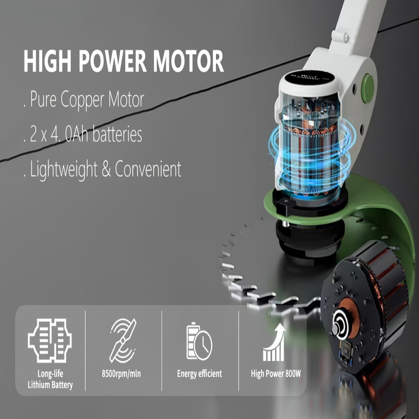 Cordless Weed Wacker Brush Cutter with Rechargeable Batteries and Charger