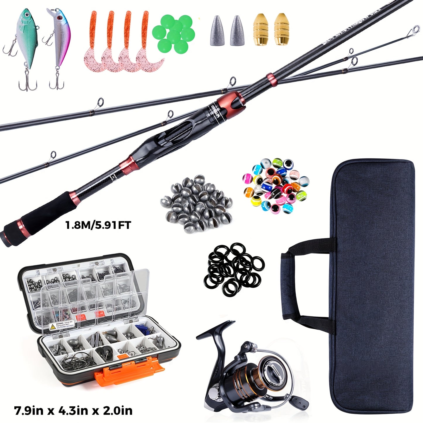 All In One Fishing Rod And Reel Starter Kit Tackle