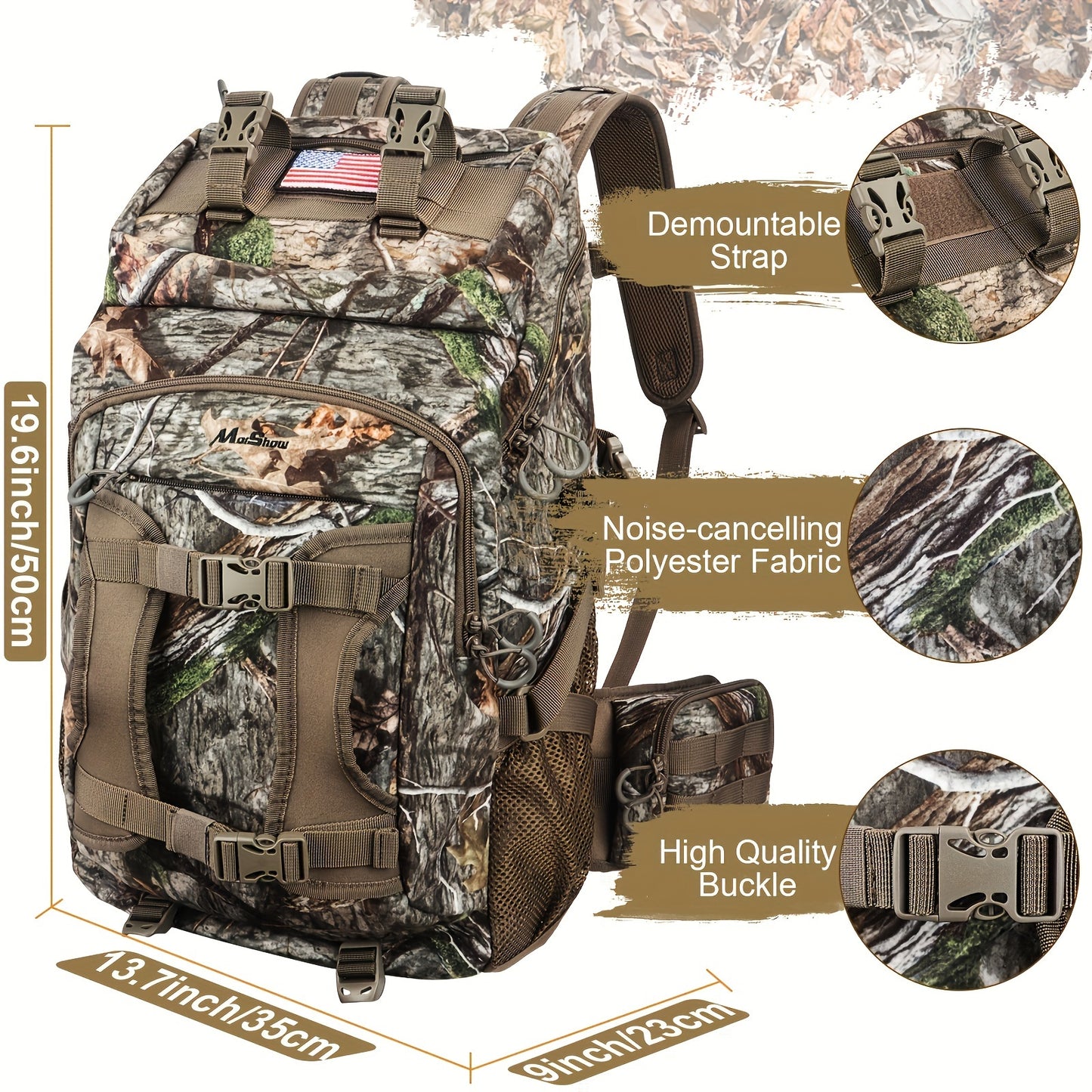 FunVZU Hunting Backpack Rain Cover Diamond Patch Flag