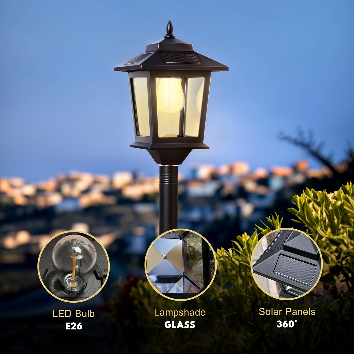 Aluminum Solar Lamp Post Light for Garden and Pathway