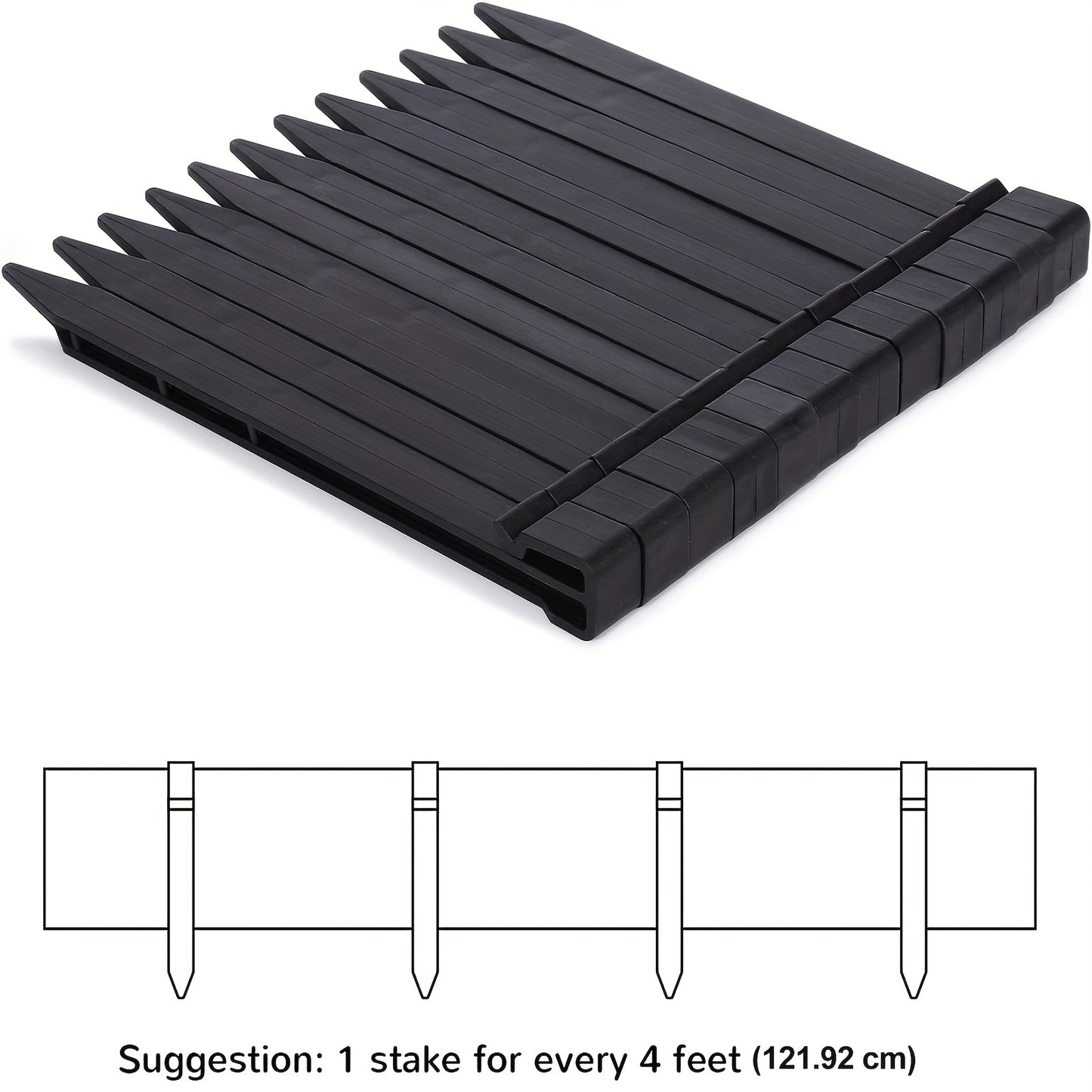 Flexible Black Plastic Garden Landscape Edging With Stakes