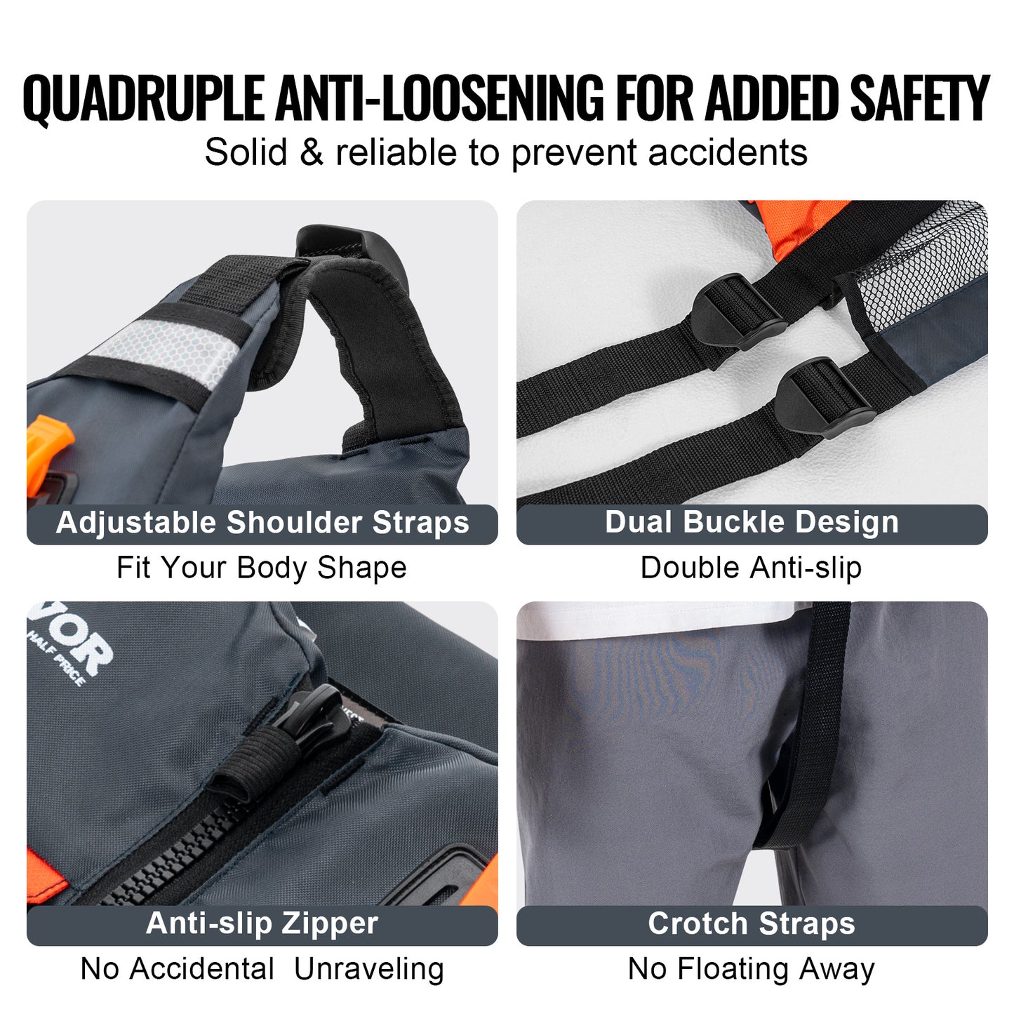VEVOR Watersports Life Vest PFD 110N Buoyancy Life Jacket