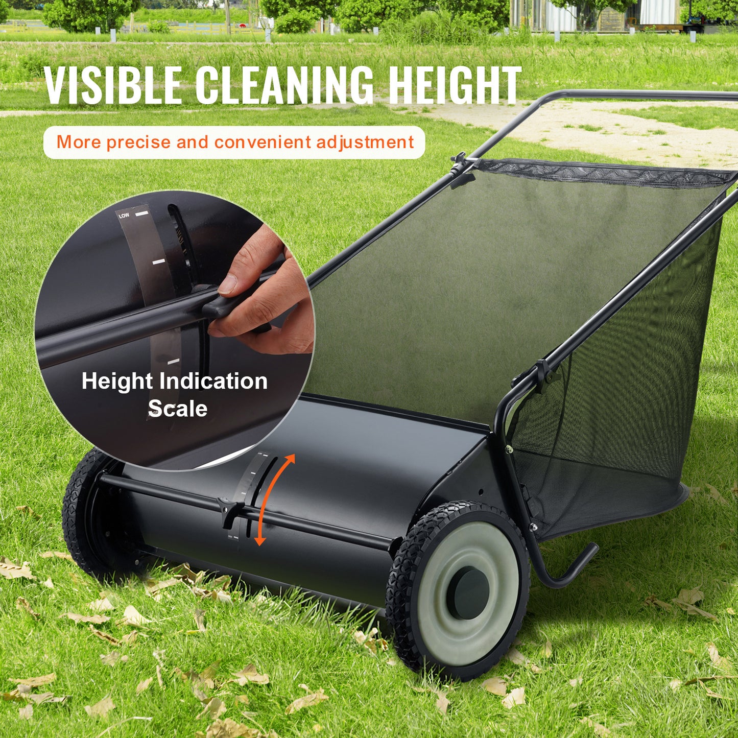 VEVOR Push Lawn Sweeper With Large Capacity Leaf Collector