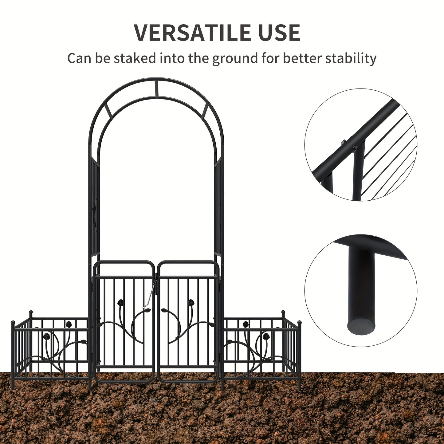 Metal Garden Arch With Planter Boxes And Dual Gate Wedding
