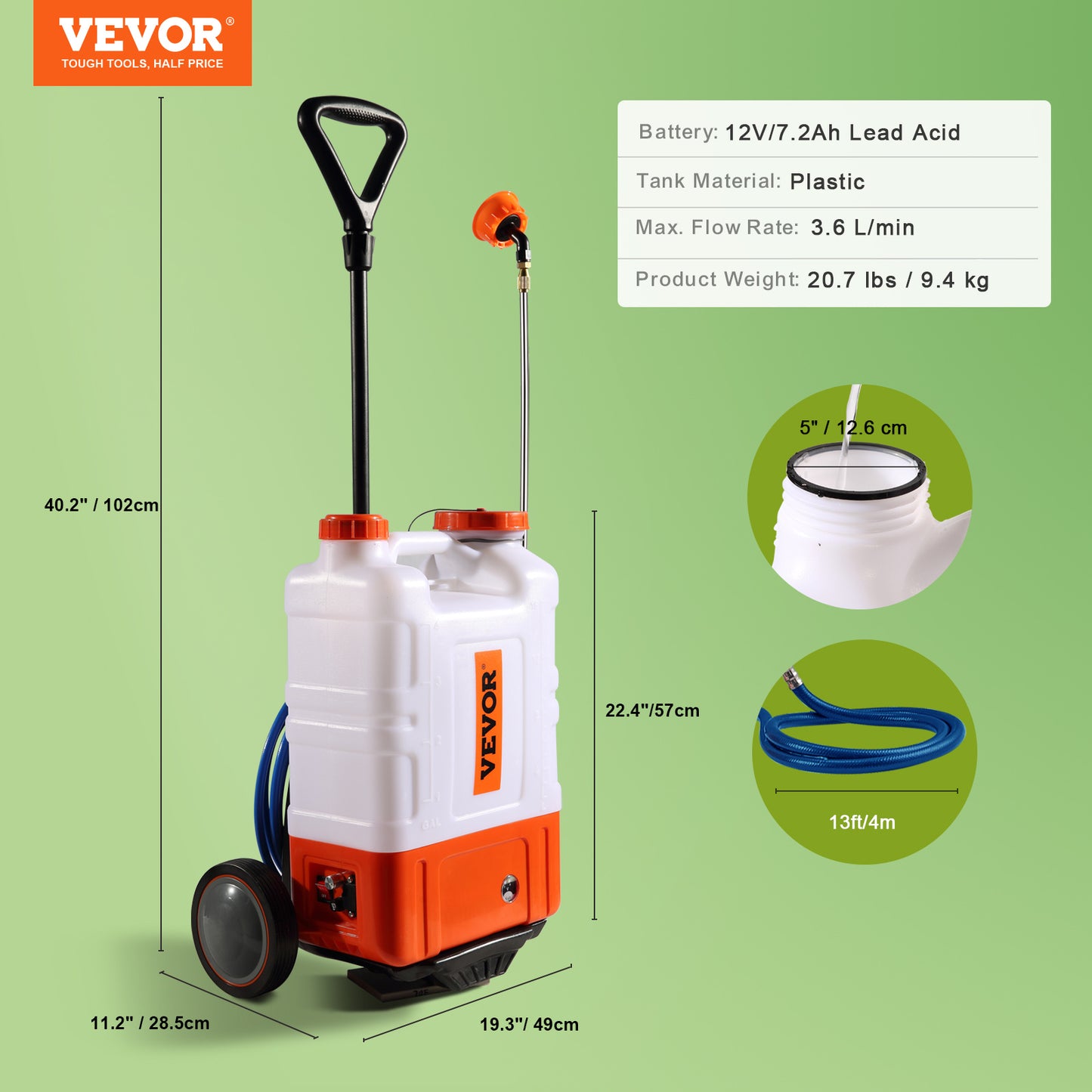 VEVOR Battery Powered Backpack Sprayer With Cart 4 Gallon