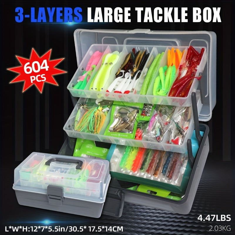 604 Pcs Fishing Lures Tackle Kit Set Crankbaits And Hooks