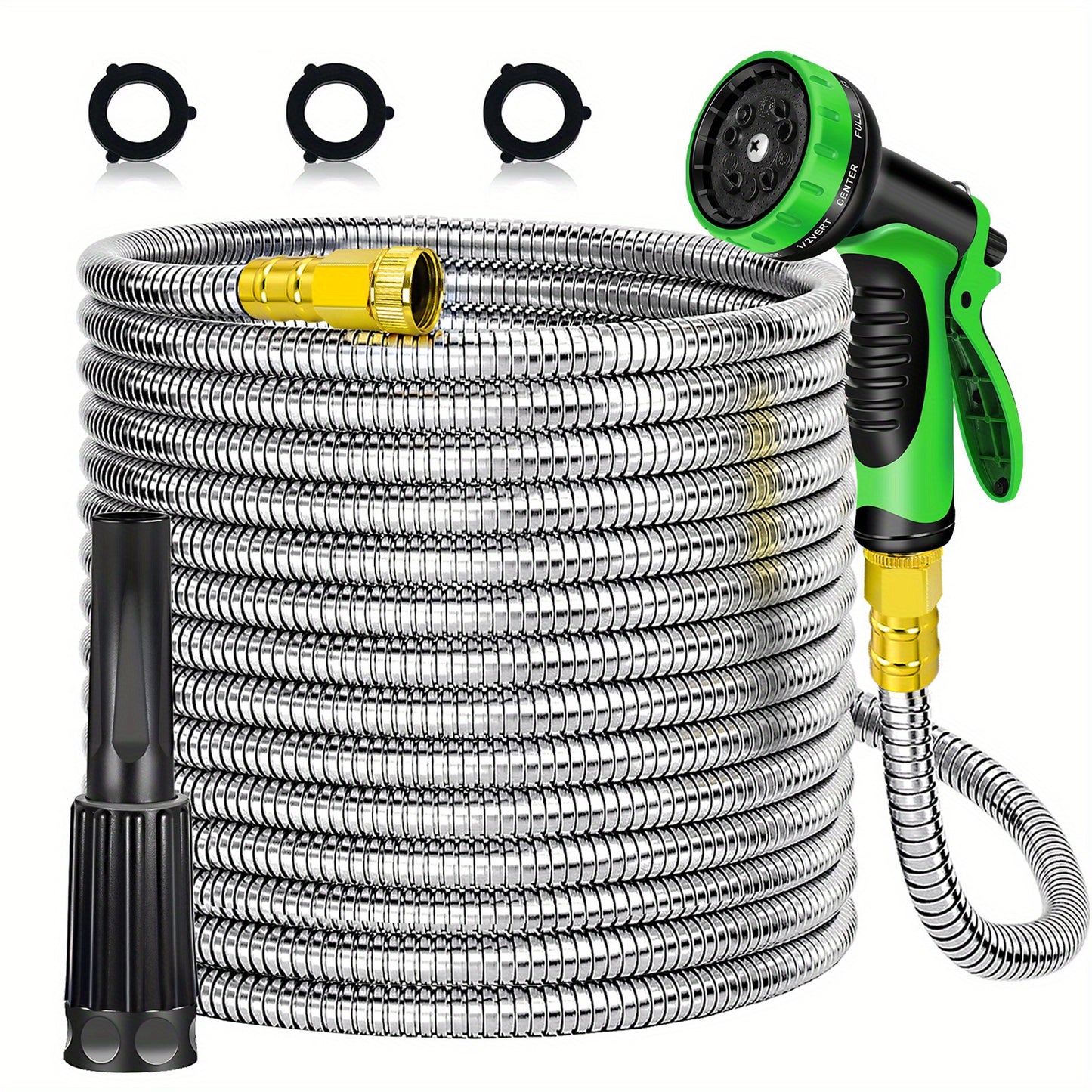 Heavy Duty Stainless Steel Garden Water Hose with Nozzles - Parry's Picks