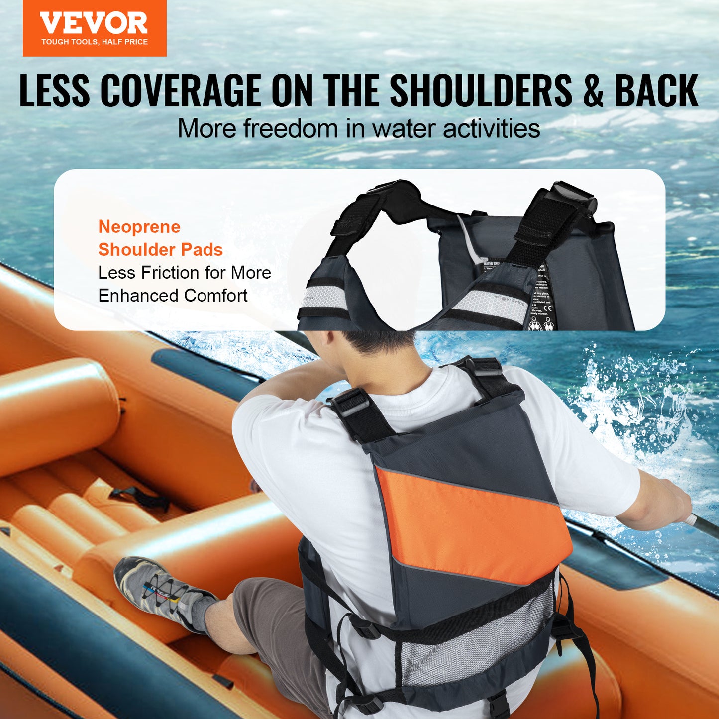 VEVOR Watersports Life Vest PFD 110N Buoyancy Life Jacket