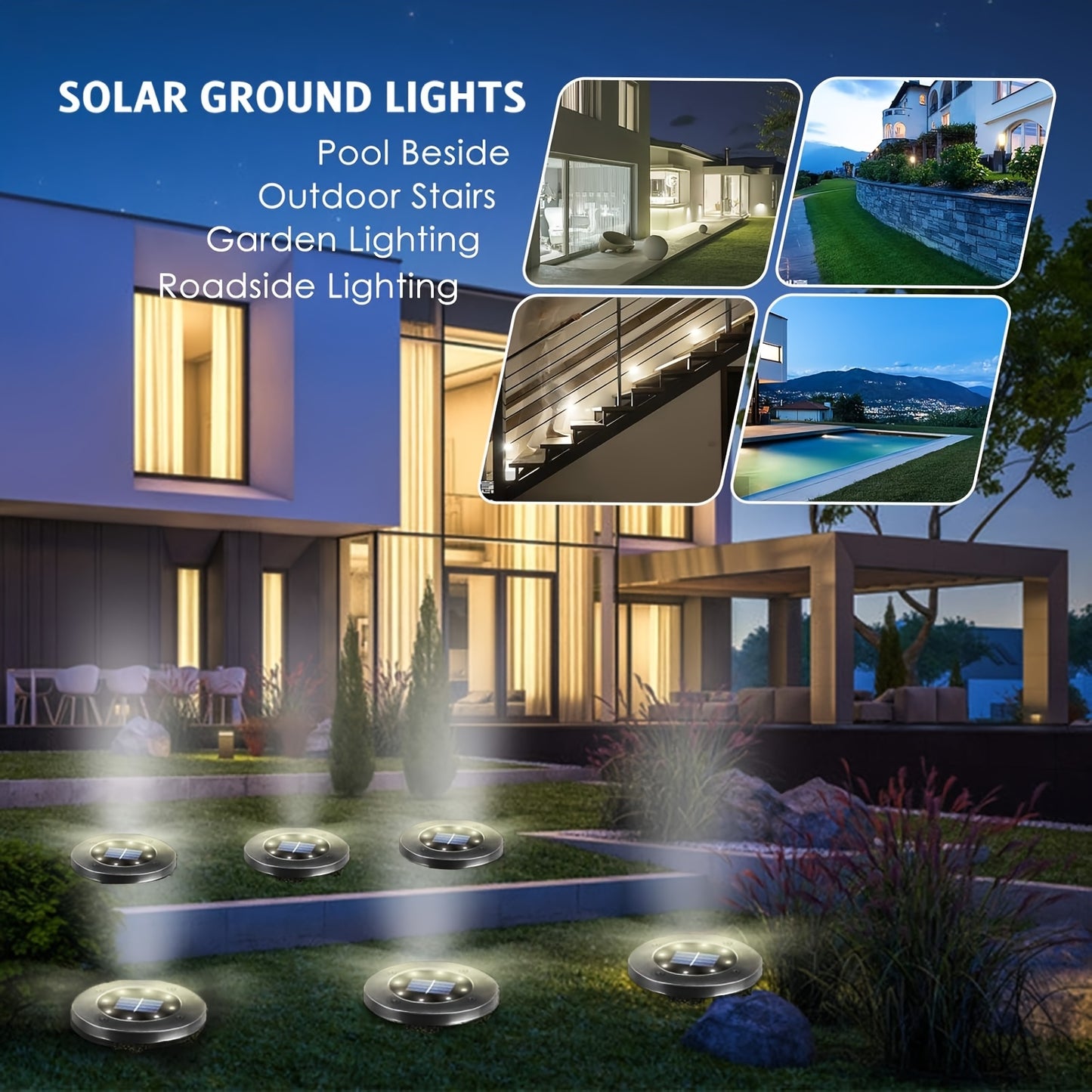 Solar Ground Lights Garden Pathway Outdoor Landscape Lights