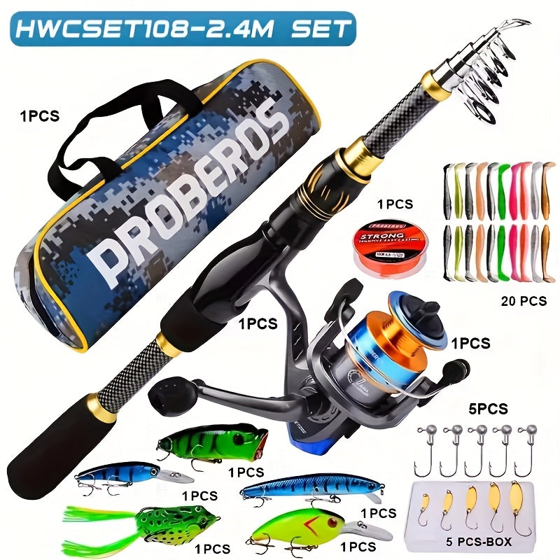 All-In-One Fishing Kit With Bio-Engineered Lures Carbon Fiber Rod And Reel - Parry's Picks