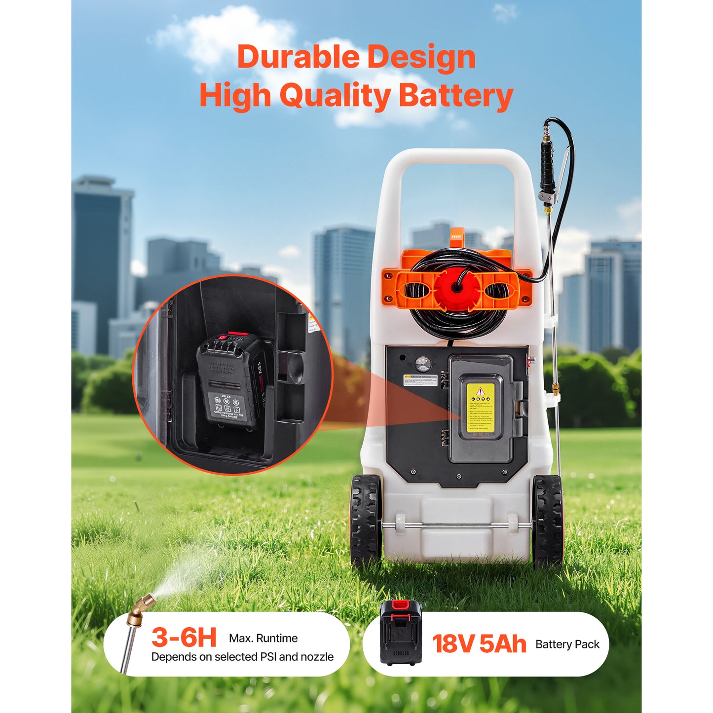 VEVOR Battery Powered Sprayer With Cart Wheeled 0 To 80 PSI