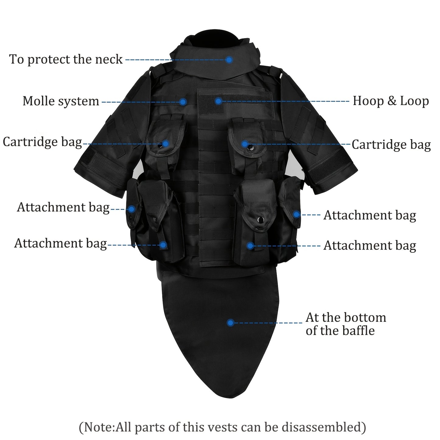 Tactical Nylon Vest With Molle System And Multiple Pockets