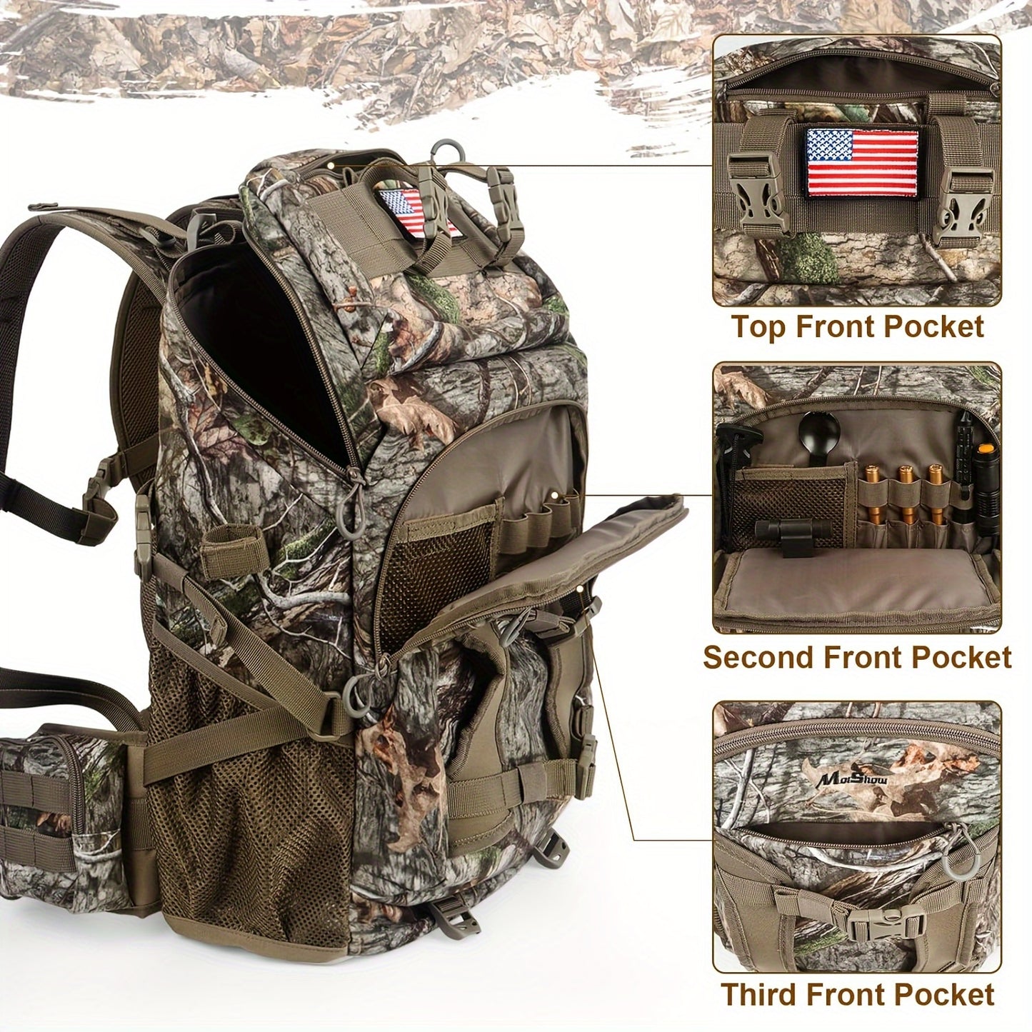 FunVZU Hunting Backpack Rain Cover Diamond Patch Flag