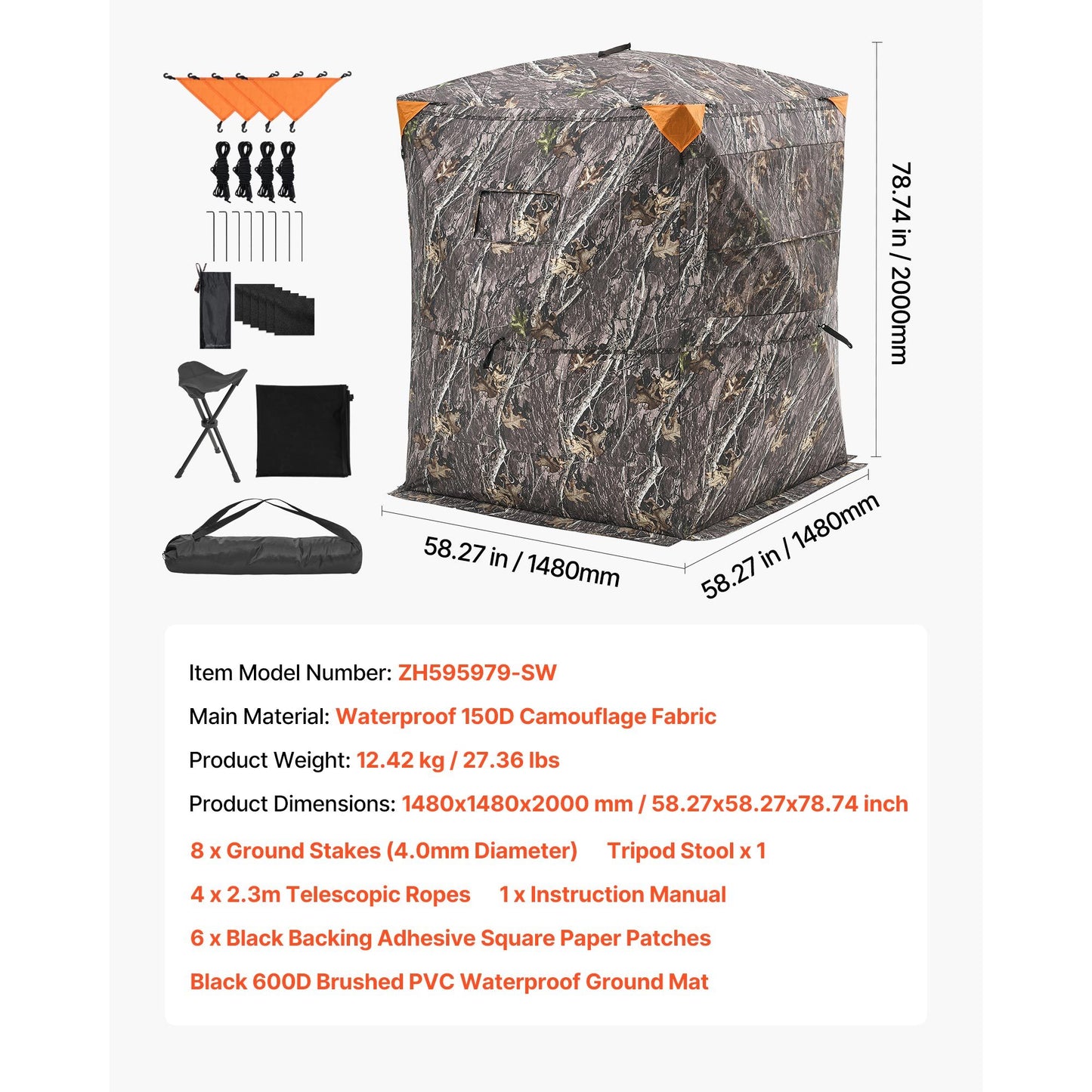 Portable Thermal Hunting Blind for Ground Waterfowl Hideout