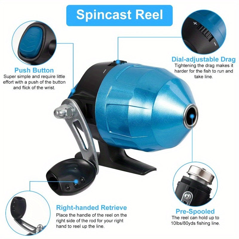 Telescopic Fishing Rod And Reel Starter Kit With Tackle Box