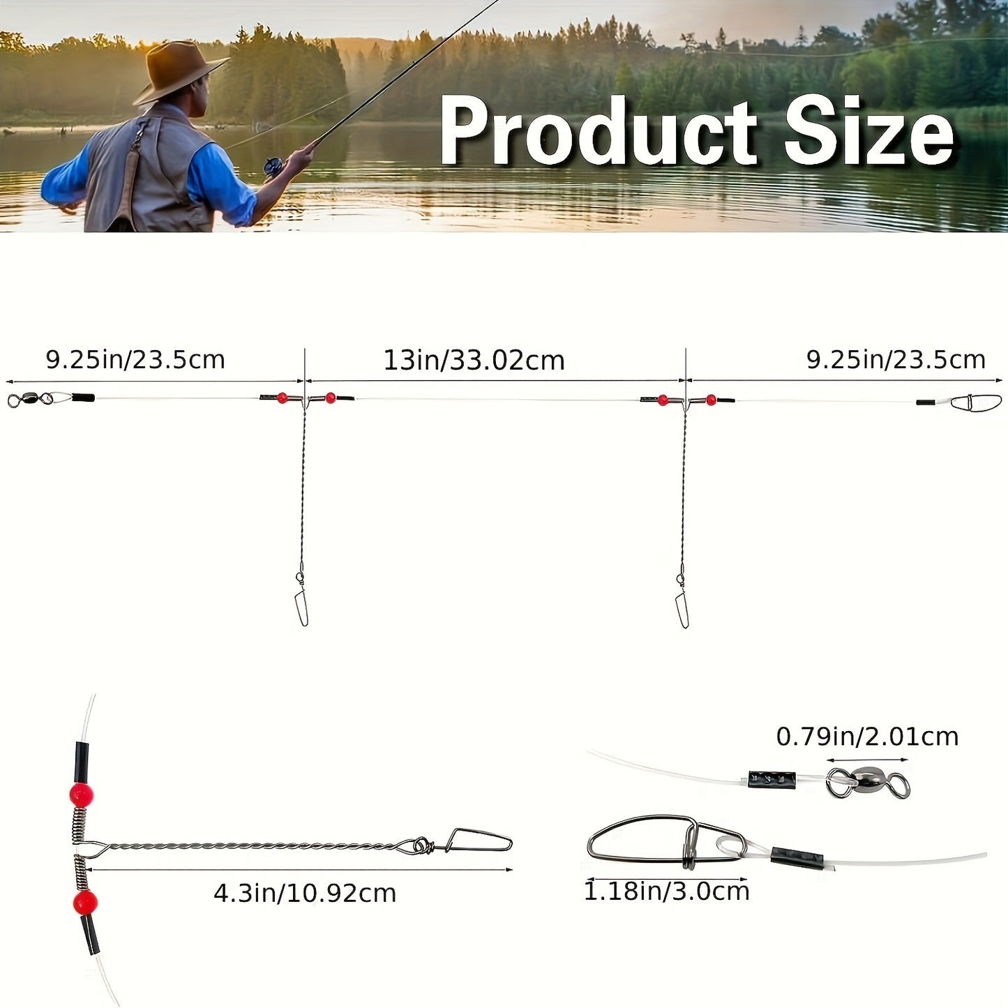 Hi Low Rig Fishing Leaders Stainless Steel Swivel Nylon