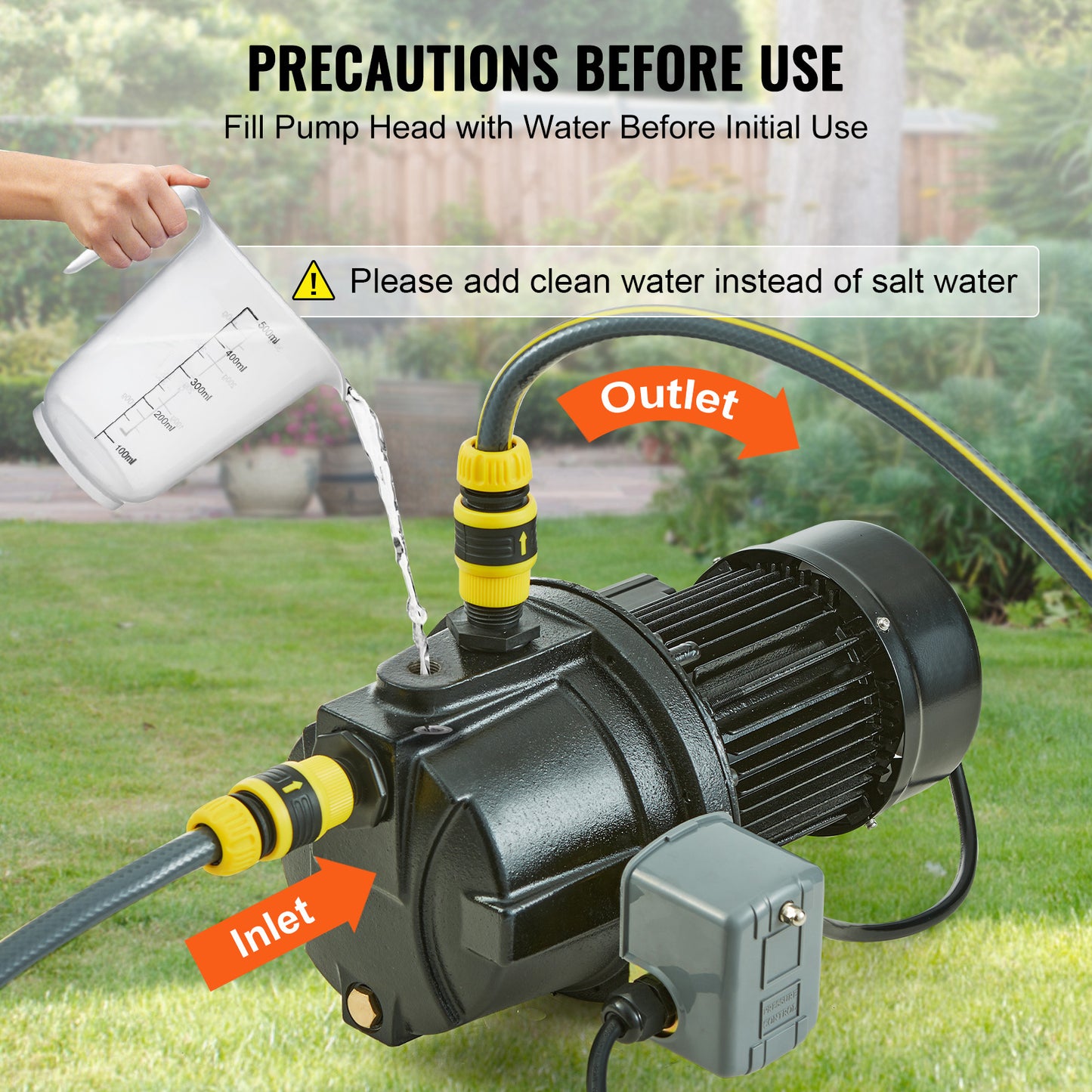 VEVOR Premium Cast Iron Shallow Well Jet Pump Irrigation