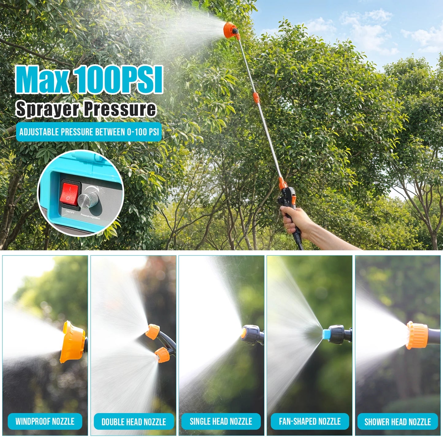 Battery Powered Backpack Sprayer 100 PSI Works With Makita Battery