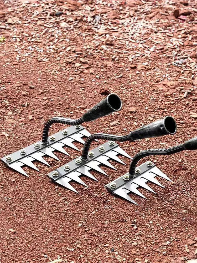 Carbon Steel Garden Weeding Nail Rake With Eight Teeth